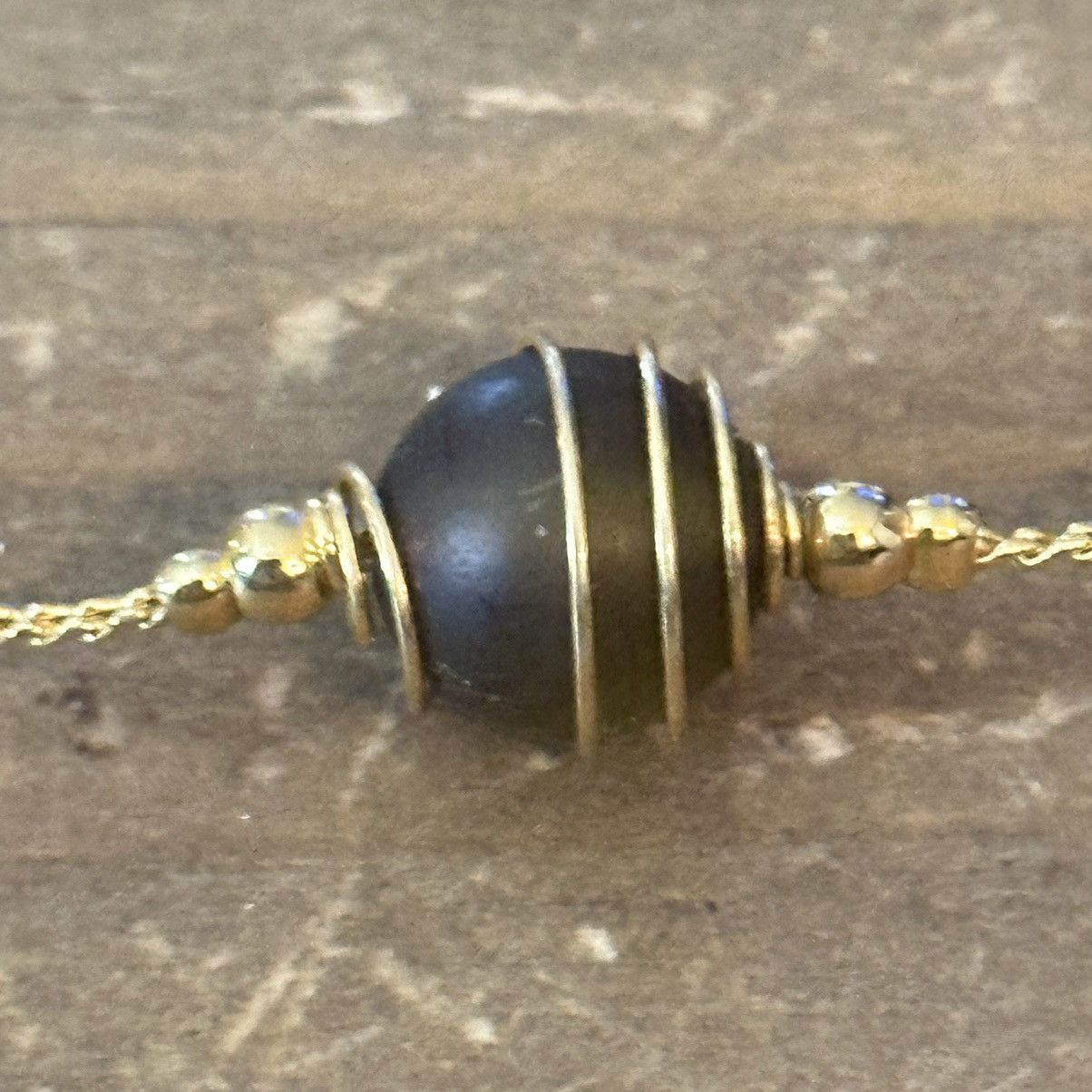 Other Wire wrapped olive glass bead necklace Size ONE SIZE - 3 Thumbnail