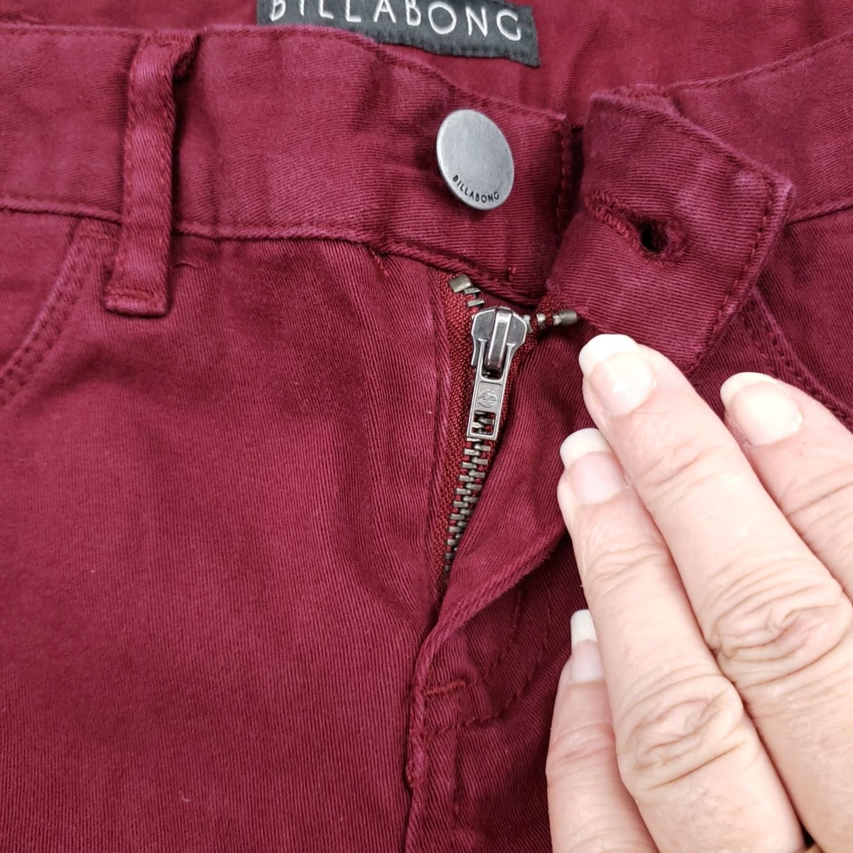Billabong Billabong Pants Womens 26 Red Peddler Jegging Low Rise Flat Front Cotton Blend Size 26" / US 2 / IT 38 - 6 Thumbnail