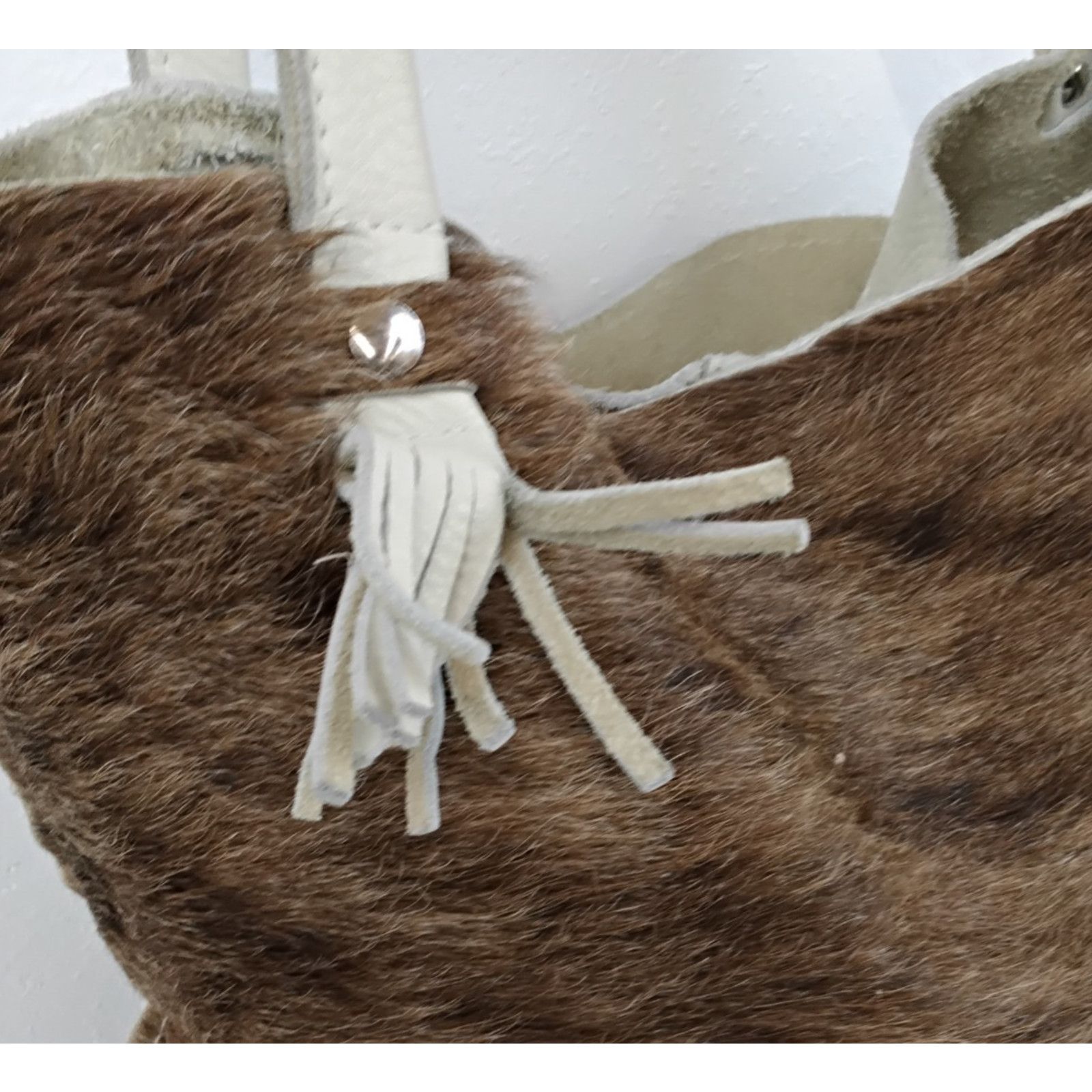 Other Two Fillies Antelope Hide Classic Tote Bag White/Brown Hair Size ONE SIZE - 9 Thumbnail