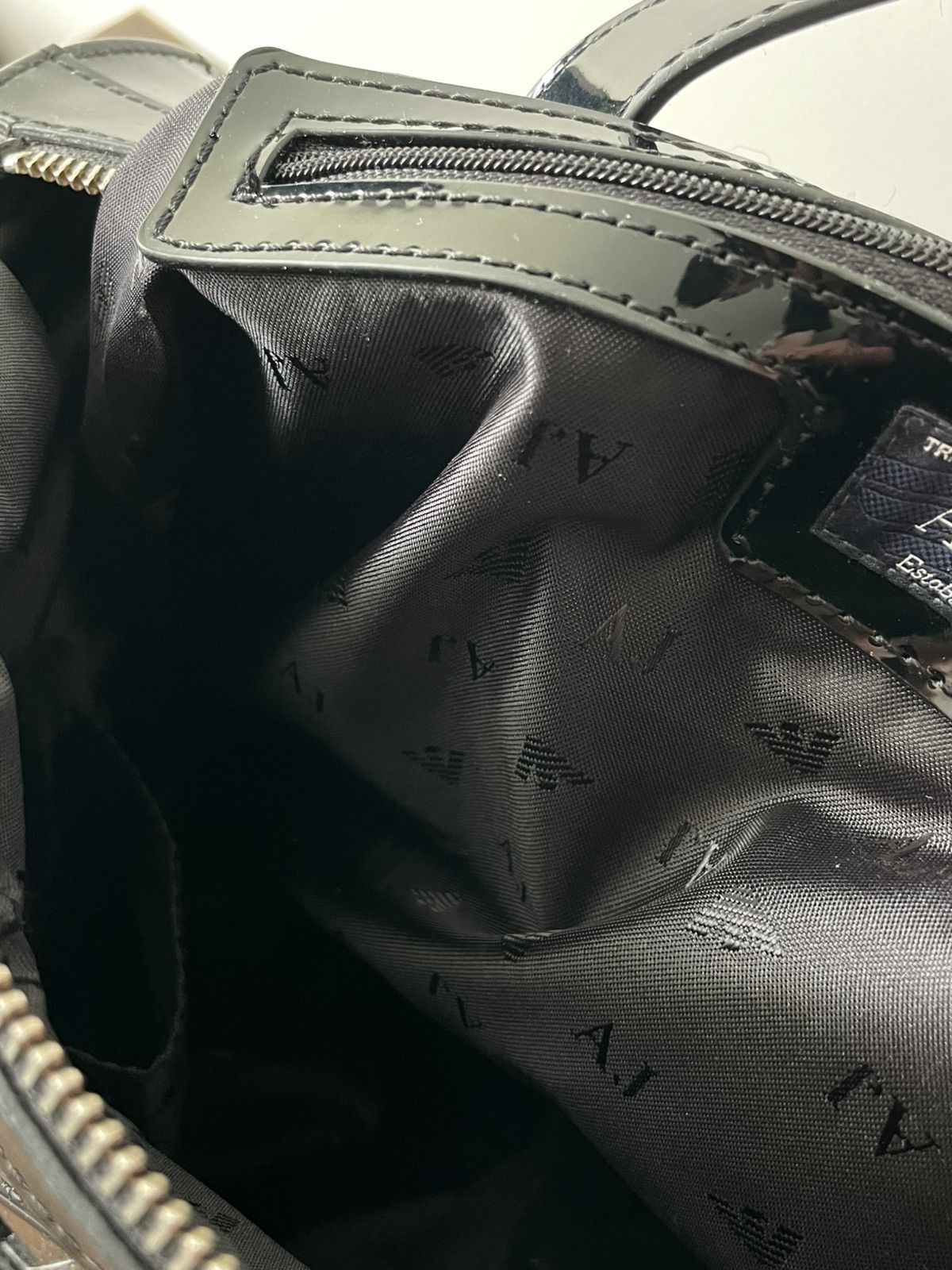 Armani Vintage AJ Armani Jeans 00’s Black Patent Leather Hand Bag Size ONE SIZE - 11 Thumbnail
