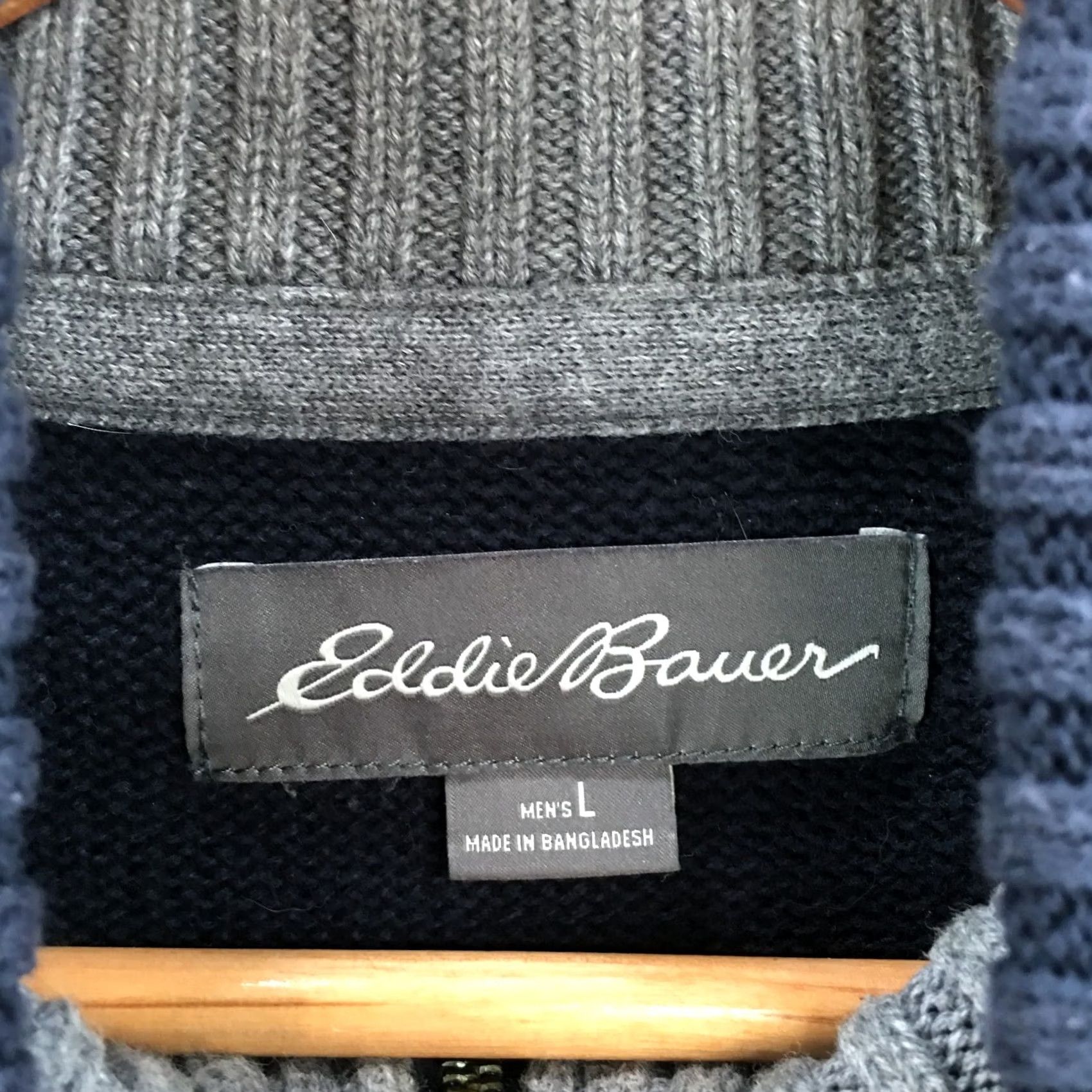 Eddie Bauer Eddie Bauer Pullover Sweater Mens Large Blue Knit Cotton Long Sleeve 1/4 Zip Size US L / EU 52-54 / 3 - 6 Thumbnail
