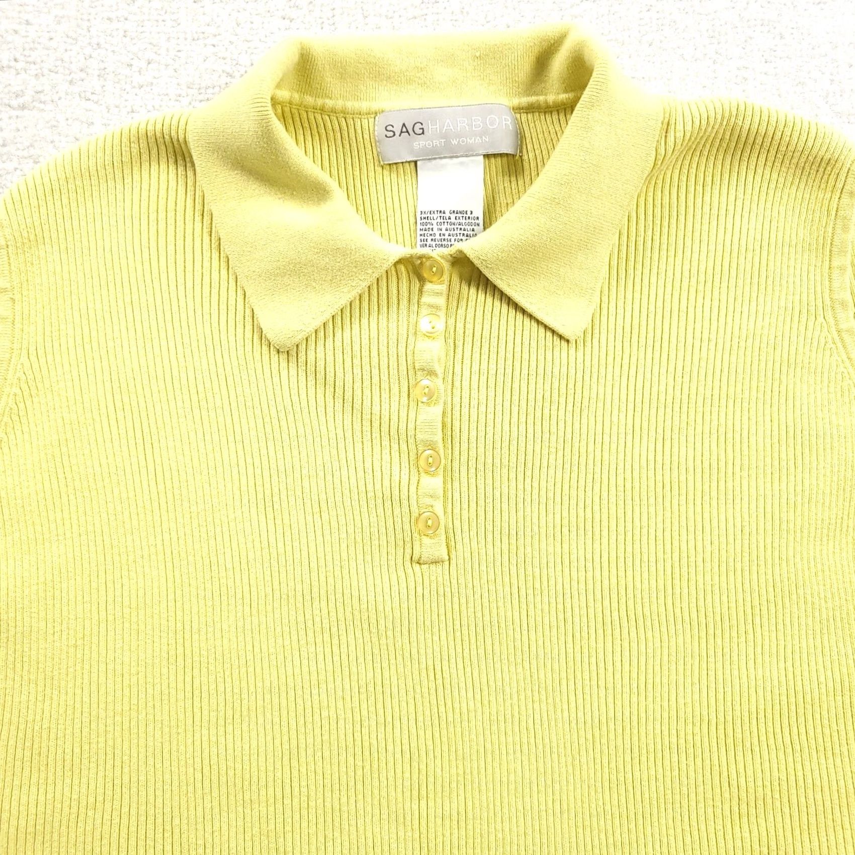 Vintage Sag Harbor Sport Shirt Women's 3X Green Ribbed Sleeveless Collared Top Size XXL / US 16-18 / IT 52-54 - 3 Thumbnail