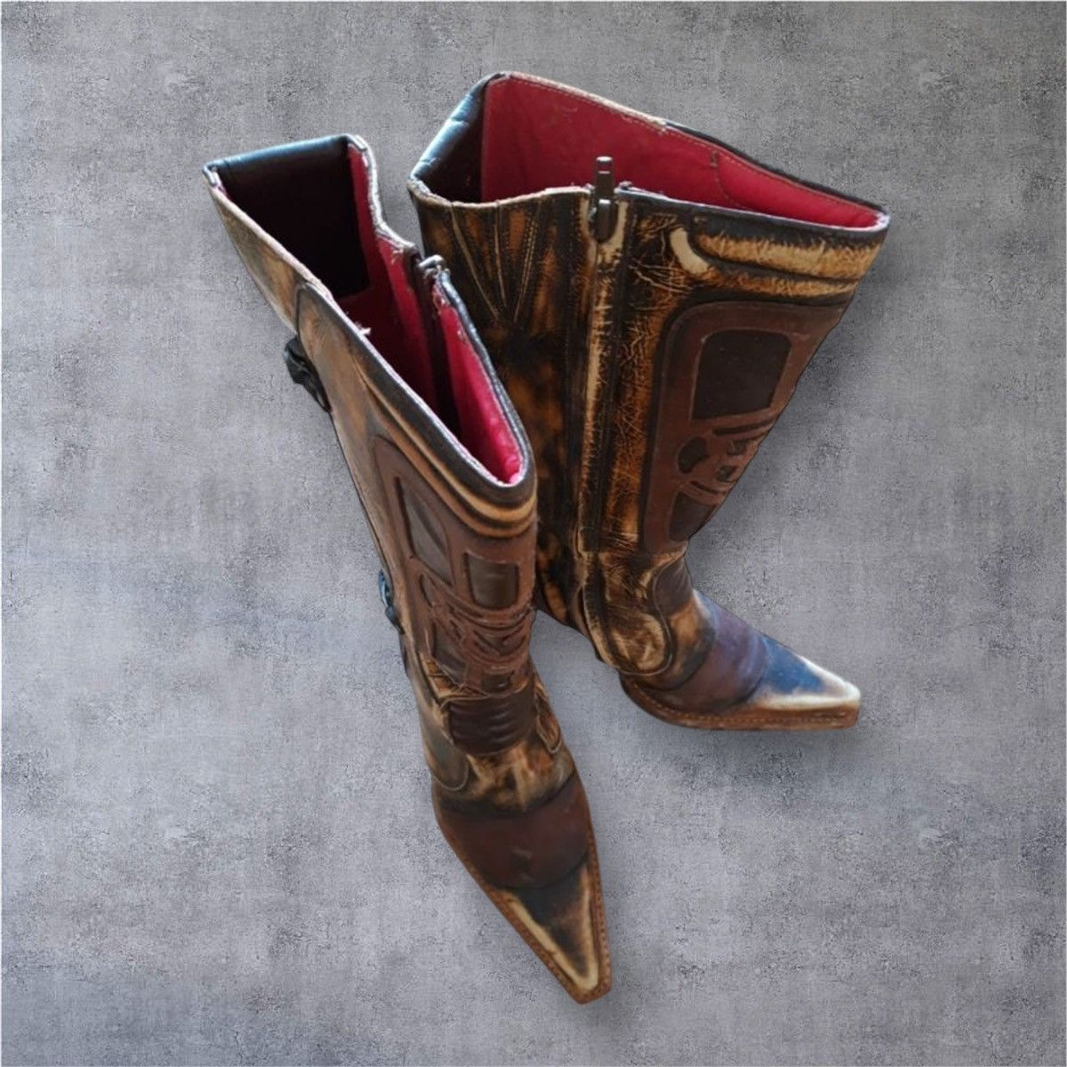 Other Sendra Brown genuine leather cowboy boots 38 Size US 7 / IT 37 - 3 Thumbnail
