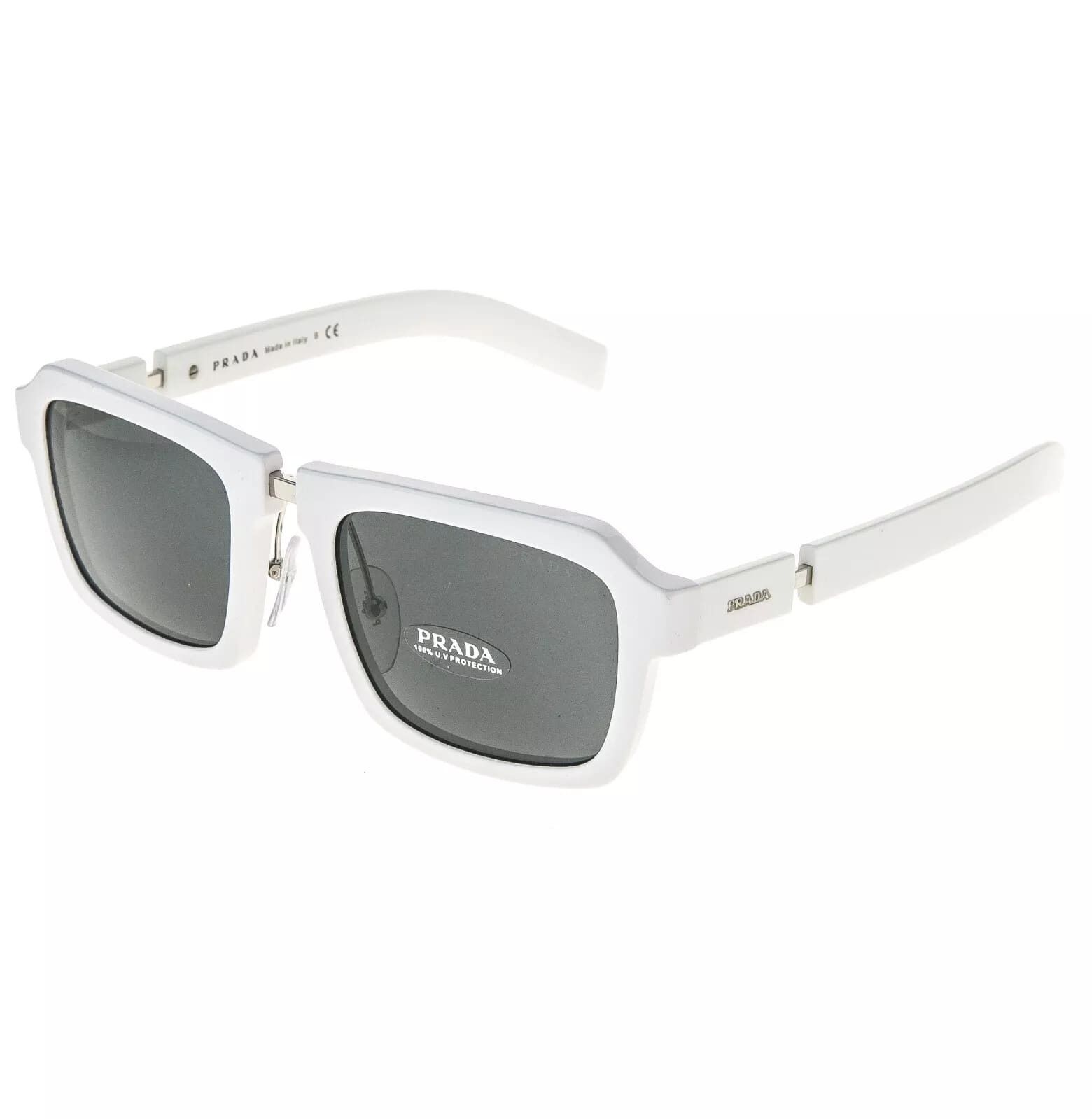 Prada PRADA DUPLE Rectangular PR09XS White Fashion Sunglasses 09X Size ONE SIZE - 10 Thumbnail