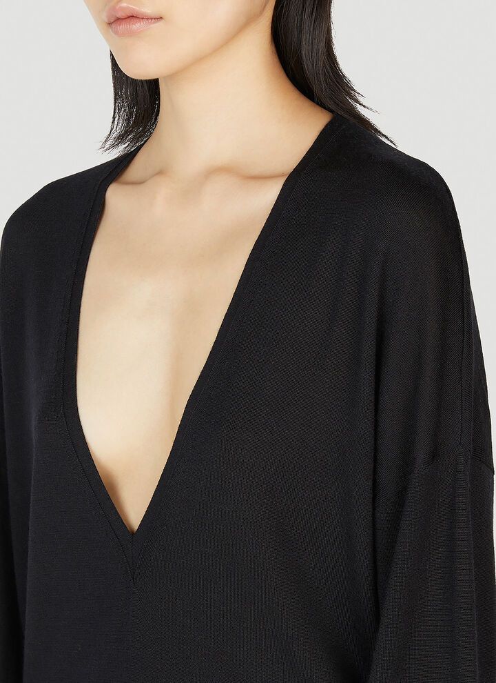 Saint Laurent Paris o1s1wg111024 V-Neck Sweater Wool And Silk in Black Size XL / US 12-14 / IT 48-50 - 5 Thumbnail