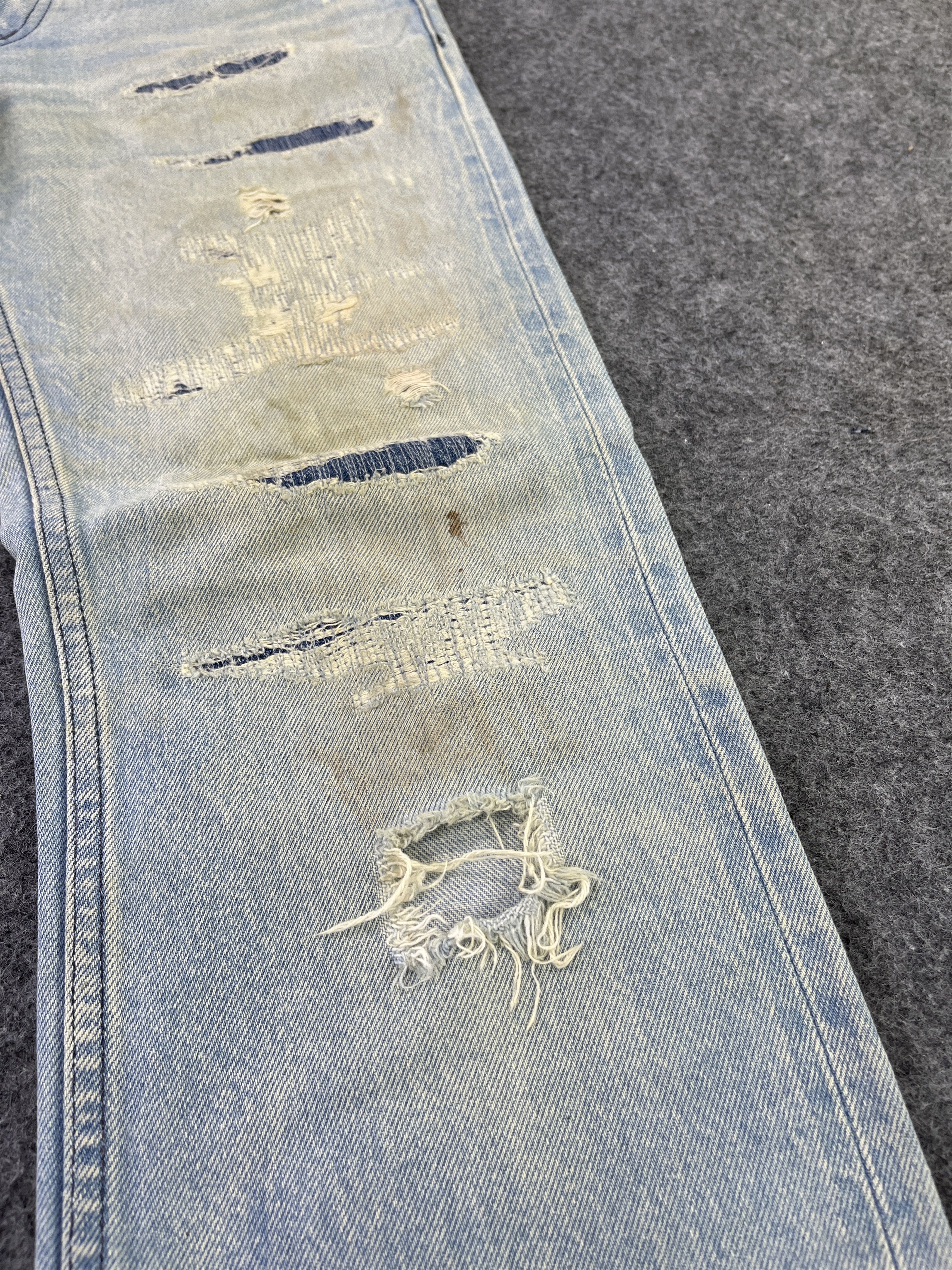 Japanese Brand NO ID Distressed Jeans Red Line Denim - J835 Size 32" / US 10 / IT 46 - 12 Thumbnail