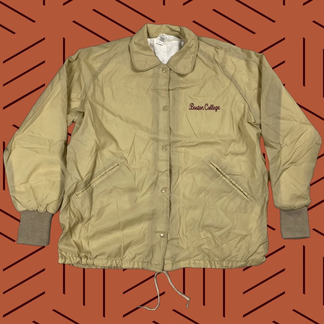 VTG 70S 80S BOSTON COLLEGE COLLEGIATE COACHES JACKET TURFER EMBROIDERED LADIES