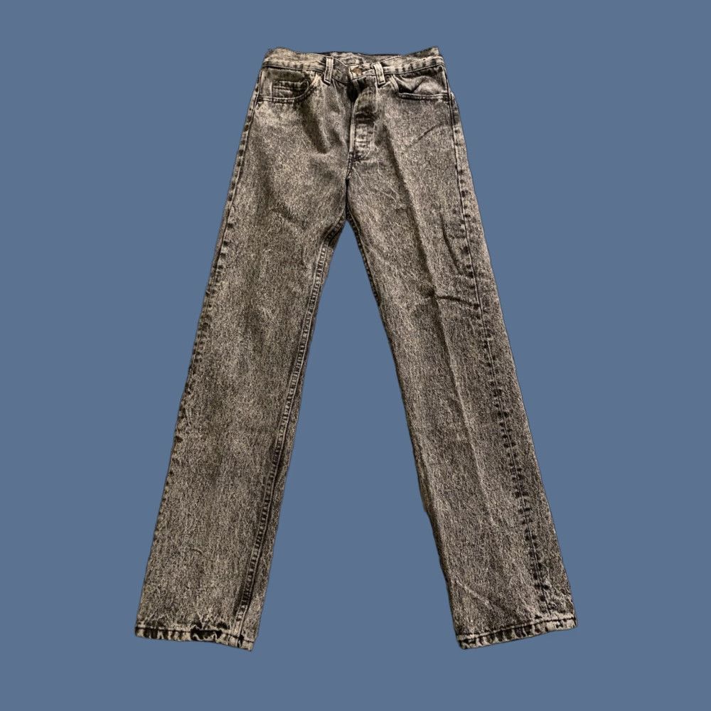Levi's VINTAGE Levi’s 501 Button Fly Acid Washed BLACK Jeans 28x30 USA 80s 90s Grunge Men Straight Denim Jeans Size US 28 / EU 44 - 1 Thumbnail