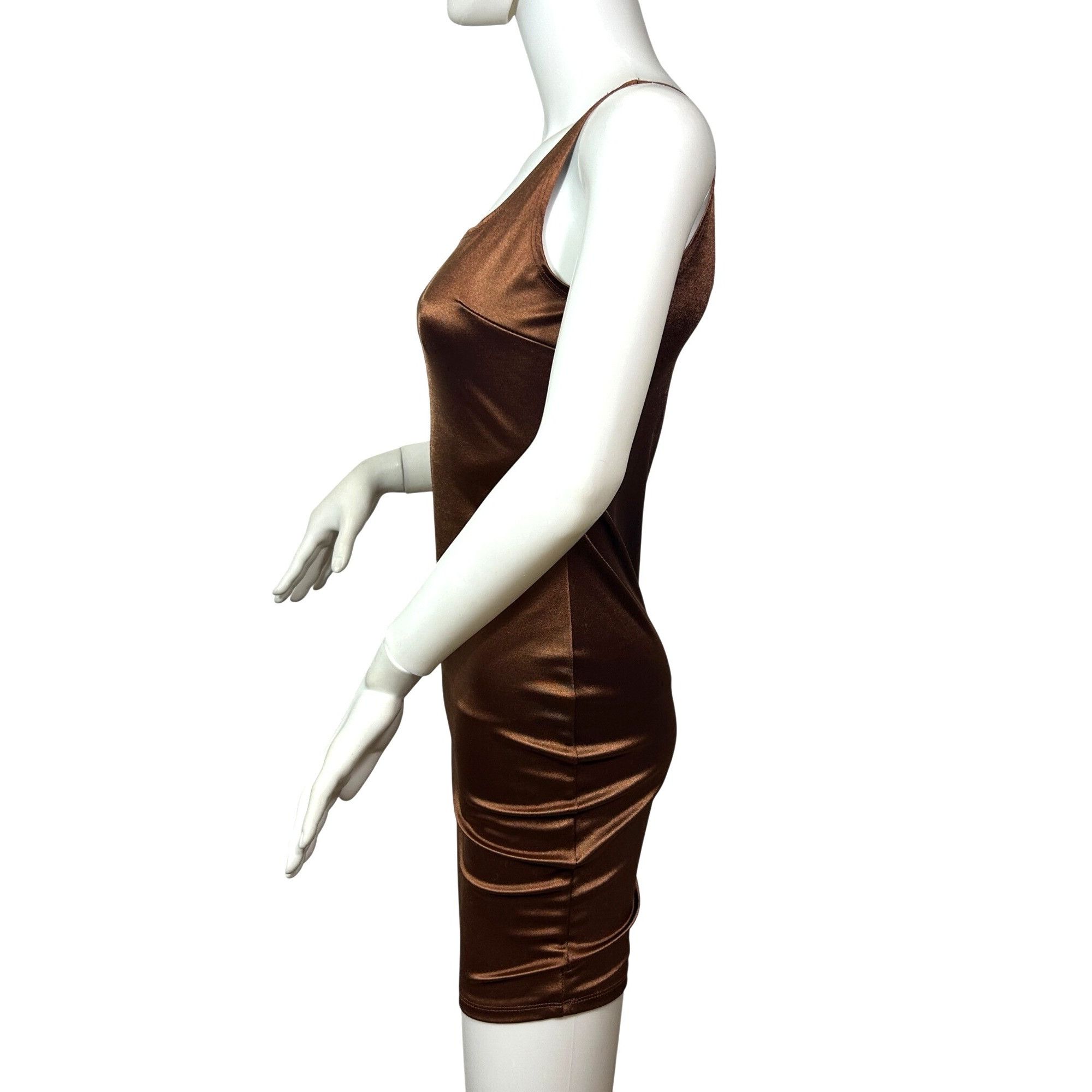 Other Iris Bodycon Camisole Mini Dress Brown Satin Shimmery Look S Size S / US 4 / IT 40 - 2 Thumbnail