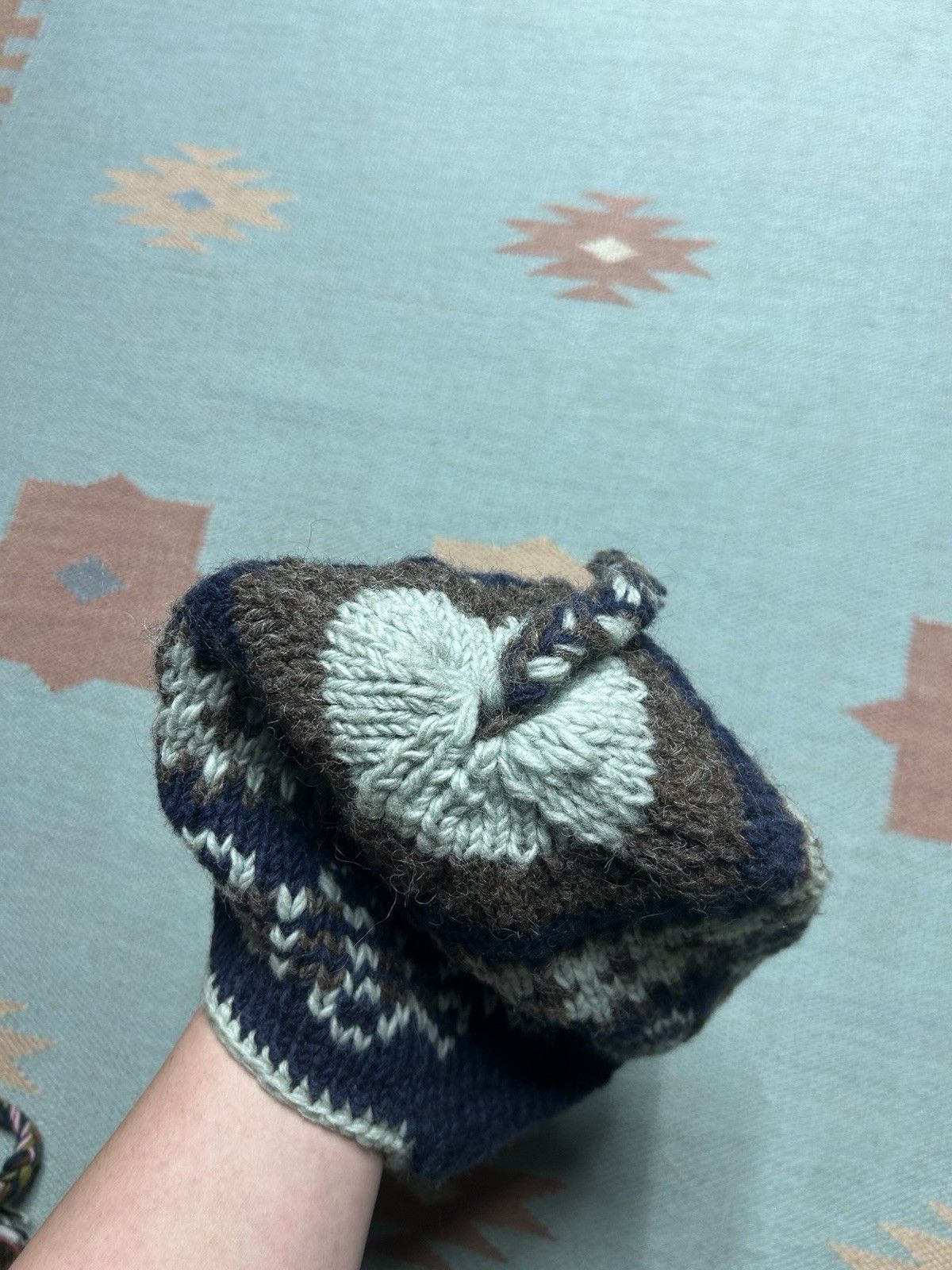 Vintage Vtg wool knit beanie toboggan winter made in Nepal line OSFA Size ONE SIZE - 4 Thumbnail