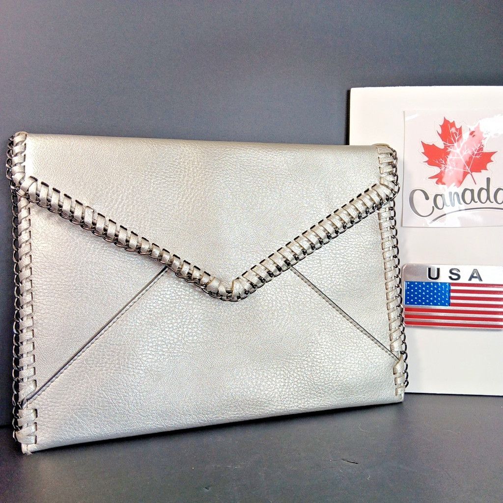 Lord & Taylor Rare Design Lab Lord And Taylor Envelope Purse Silver Size ONE SIZE - 1 Thumbnail