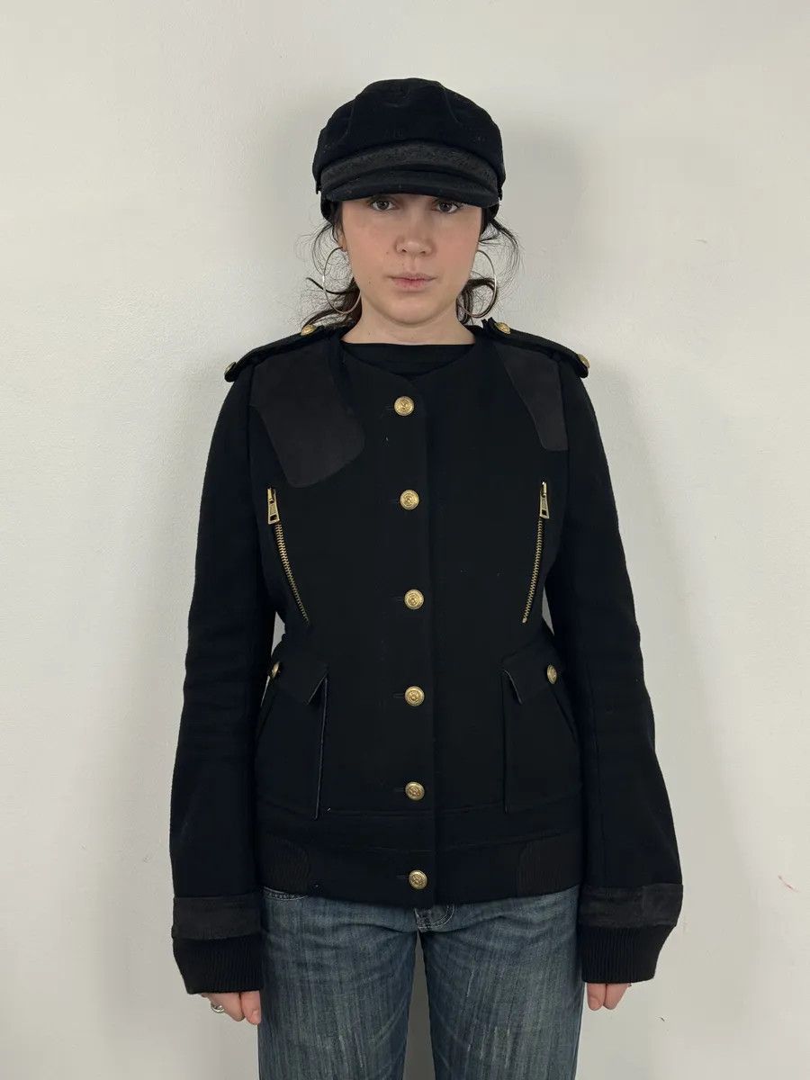Balenciaga AW2007 Balenciaga Black Officer Buttoned Wool Peacoat by Nicolas Ghesquiere Size XS / US 0-2 / IT 36-38 - 2 Thumbnail