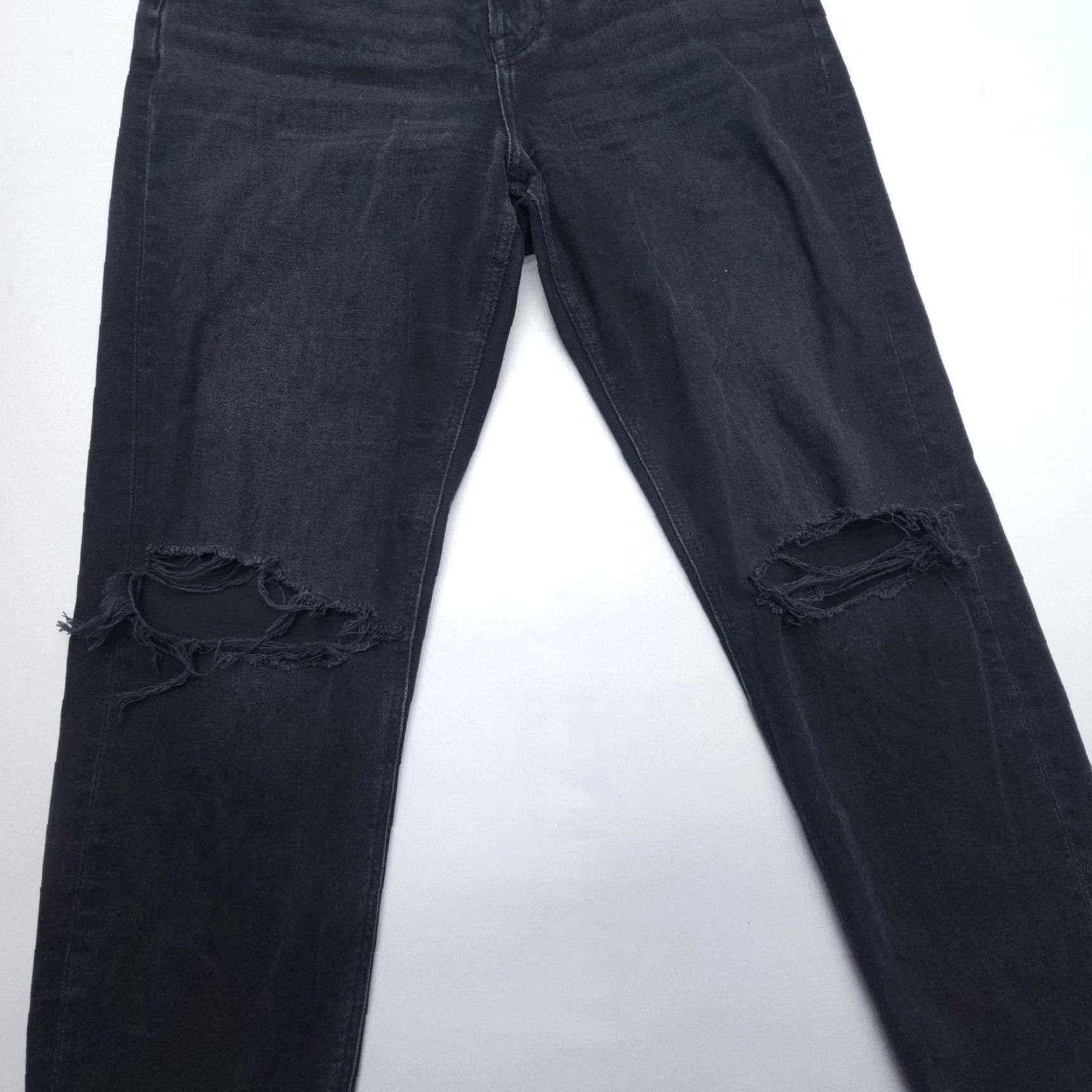 American Eagle Outfitters American Eagle Jeans Womens 8 Long Black Highest Rise Distressed Denim Size 30" / US 8 / IT 44 - 3 Thumbnail