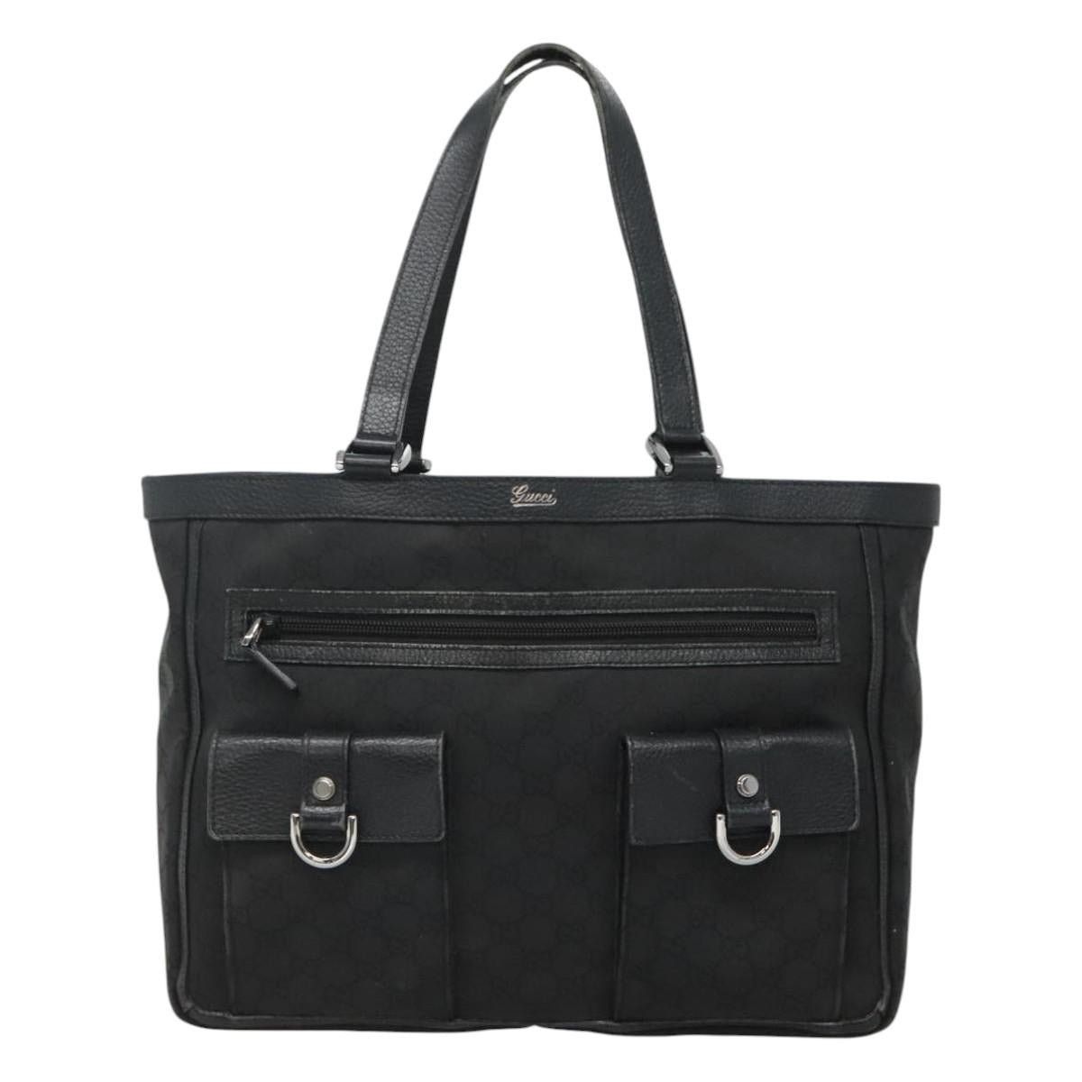 Gucci GUCCI GG Canvas Tote Bag Nylon Outlet Black Silver Size ONE SIZE - 2 Thumbnail