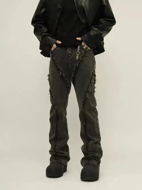 VIBE Retro distressed patchwork raw edge bootcut jeans Size US 32 / EU 48 - 4 Thumbnail