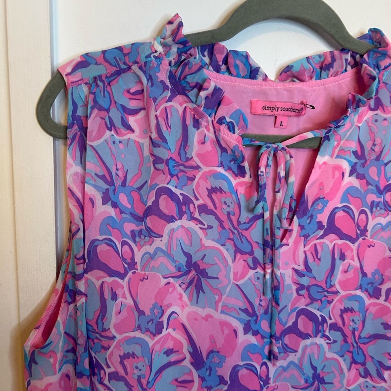 Other Simply Southern Sleeveless Floral Ruffle Mini Dress Size L / US 10 / IT 46 - 5 Thumbnail