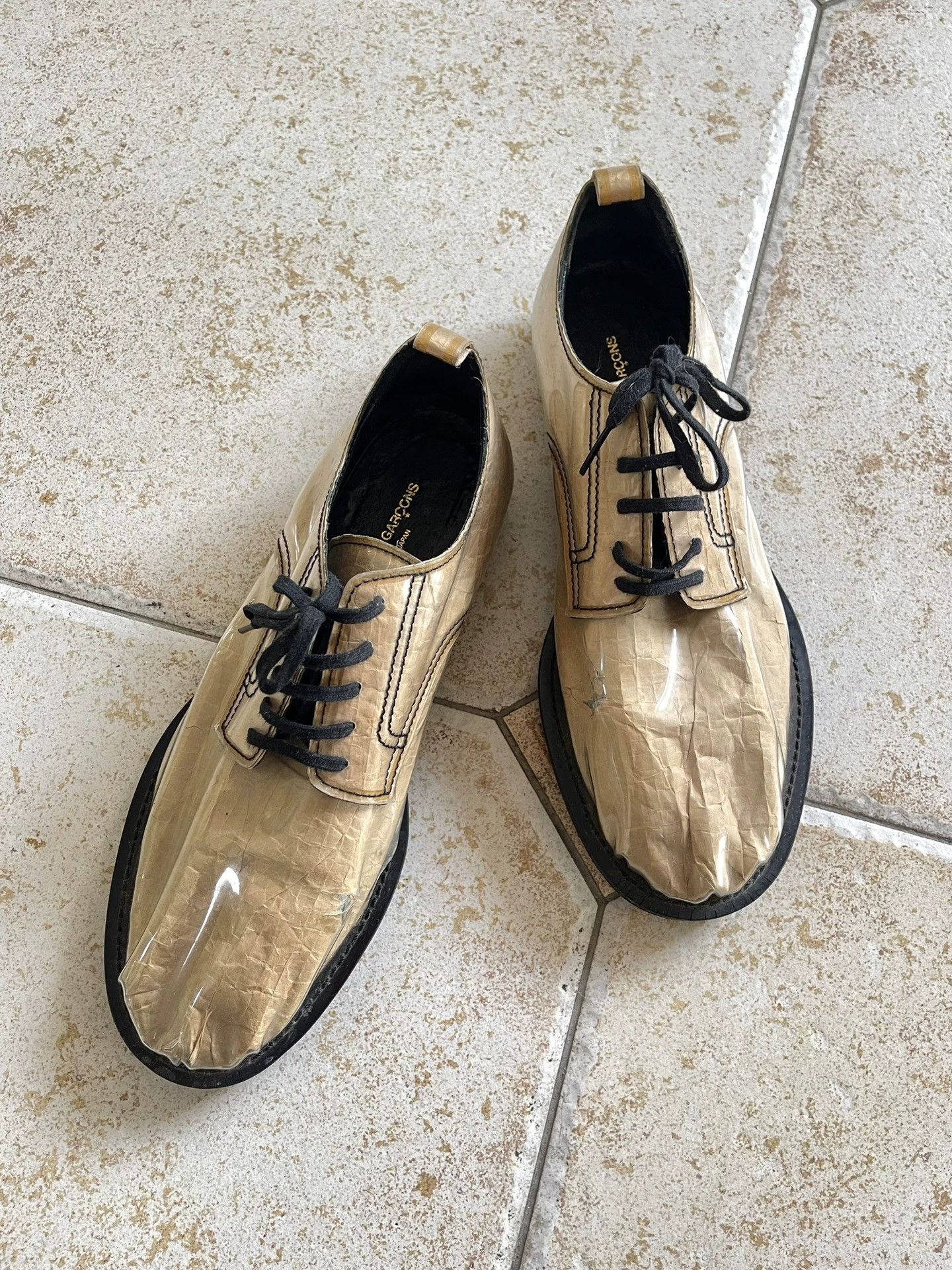 Comme des Garcons CDG 15SS Rei Kawakubo PVC/Kraft Paper Derby Shoes Size US 7.5 / IT 37.5 - 1 Thumbnail
