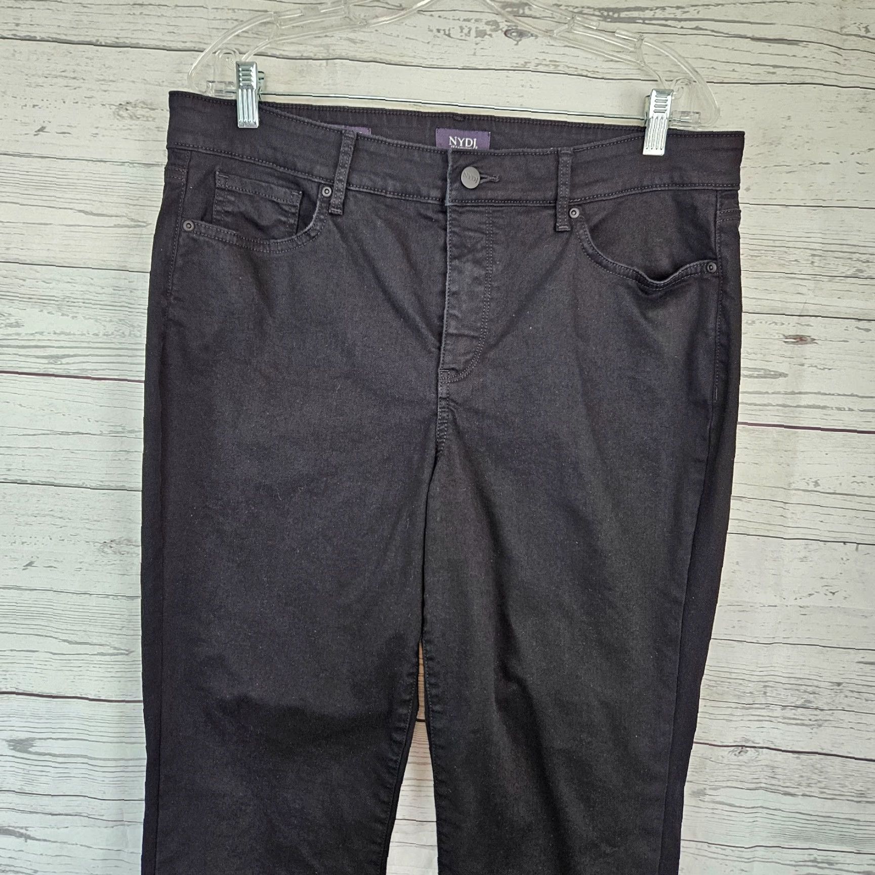 NYDJ VINTAGE NYDJ Womens Marilyn Straight Cropped Jeans Sz 14 Black High Rise Size 36" / US 14 / IT 50 - 2 Thumbnail