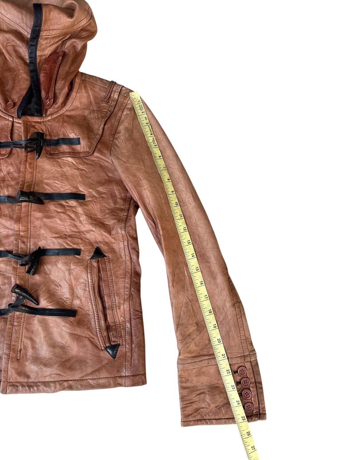 Ekam Haruf Japan Patina Sheepskin Leather Hoodie Toggle Jacket Size US M / EU 48-50 / 2 - 3 Thumbnail