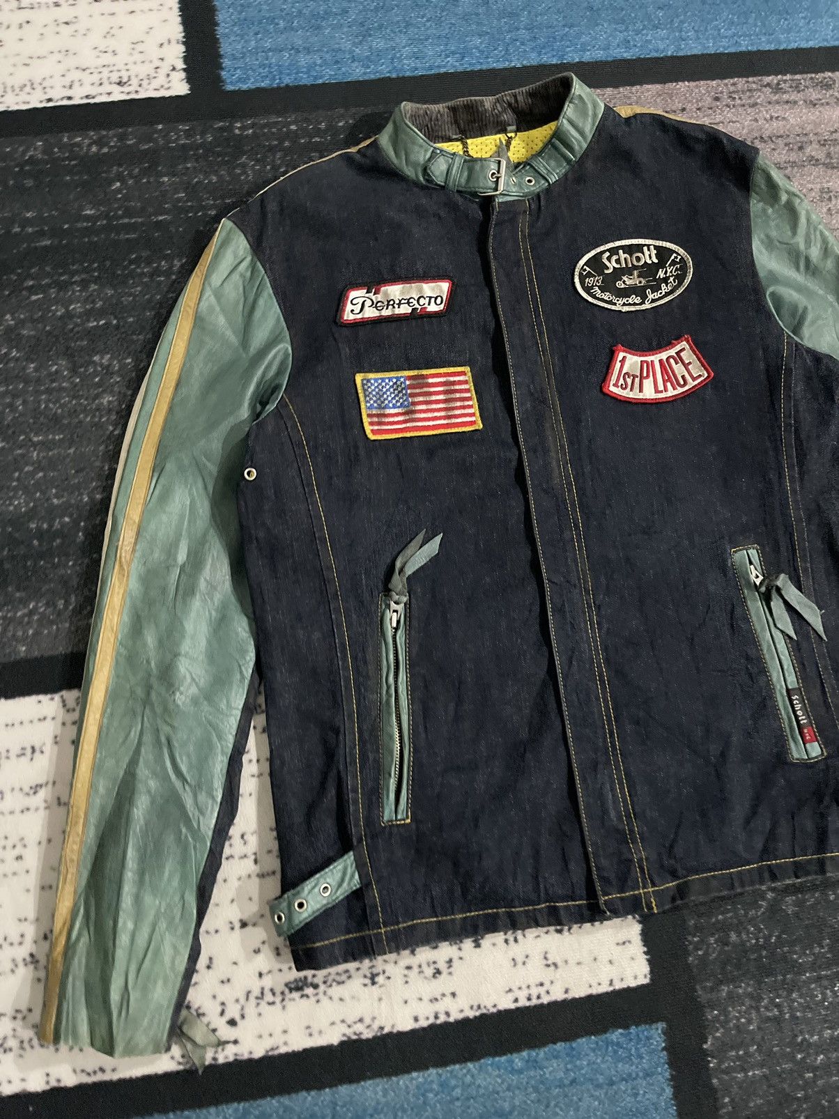 Schott Vintage Schott Leather Denim Motorcycle Jacket Size US L / EU 52-54 / 3 - 4 Thumbnail