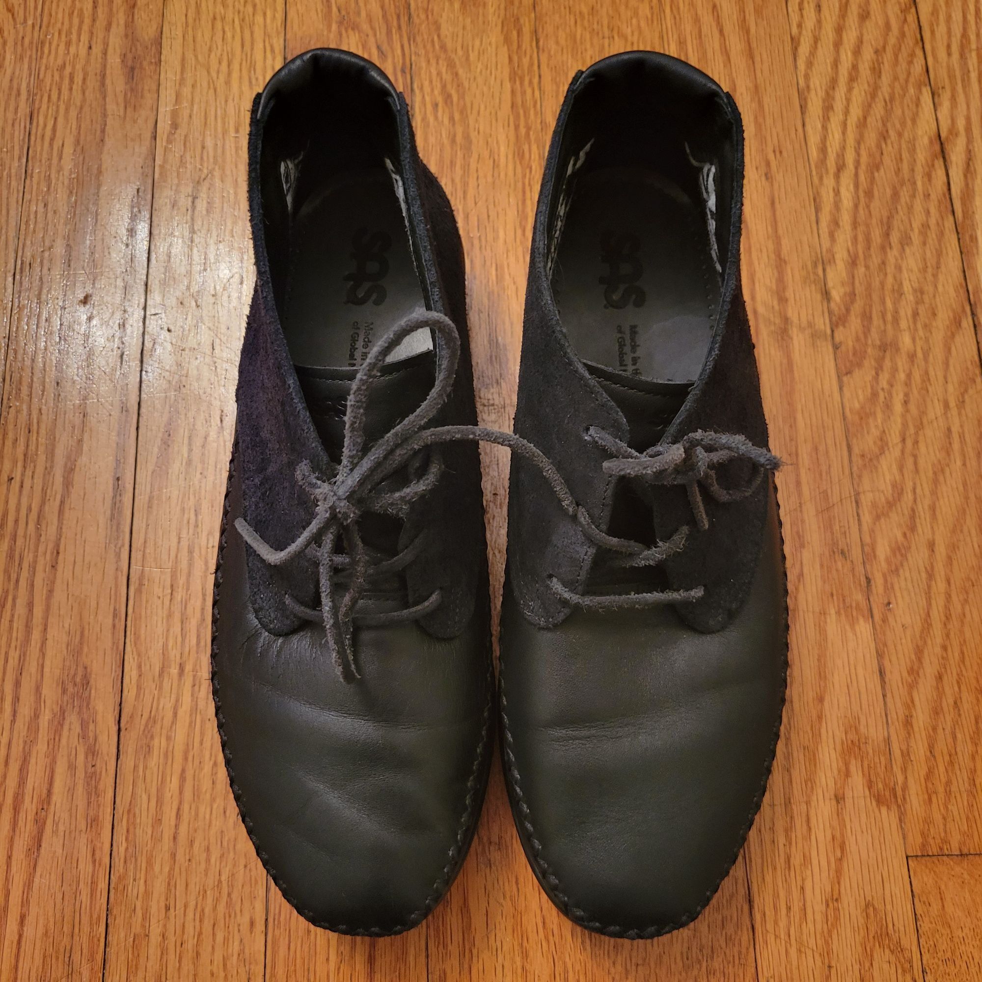 SAS SAS Black Leather Suede KICH Lace Up Ankle Boots Shoes 10 US Size US 10 / IT 40 - 2 Thumbnail