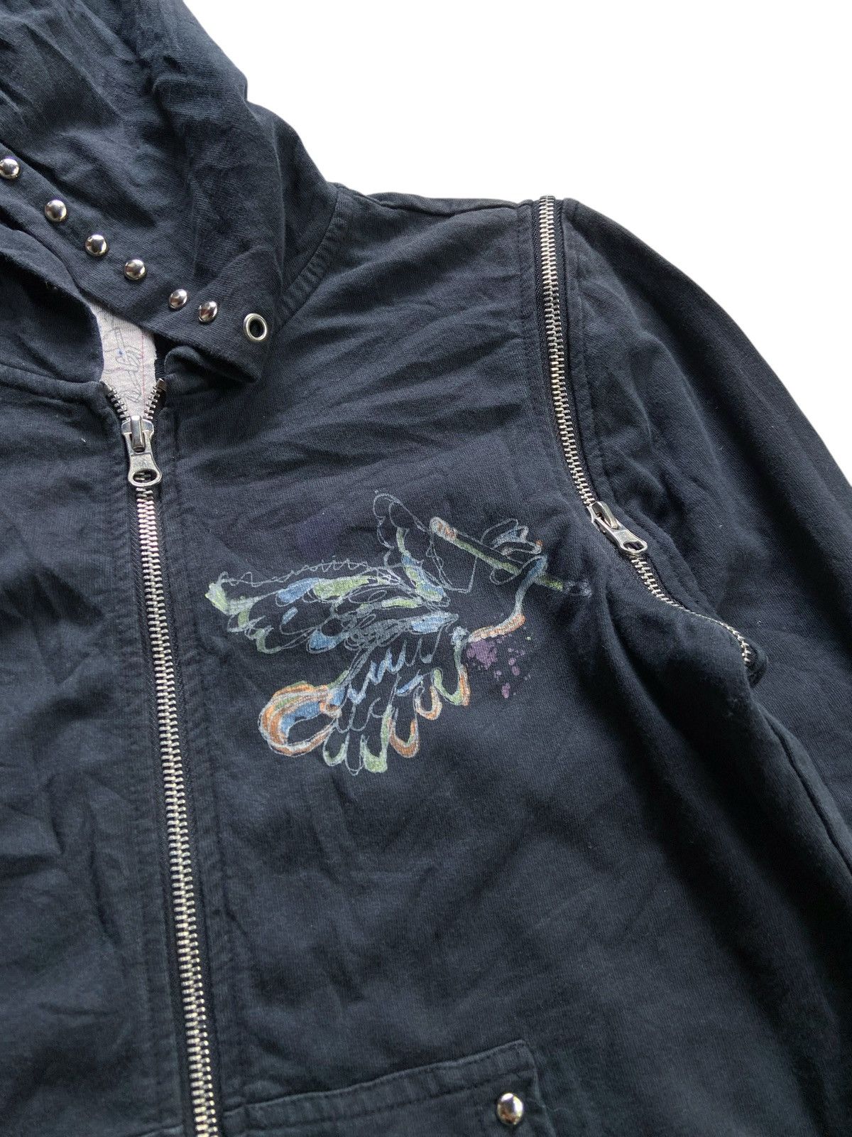 Japanese Brand LEVI'S MULTI ZIPPER PUNK SUN FADED STYLE ZIP HOOODIE Size US S / EU 44-46 / 1 - 9 Thumbnail