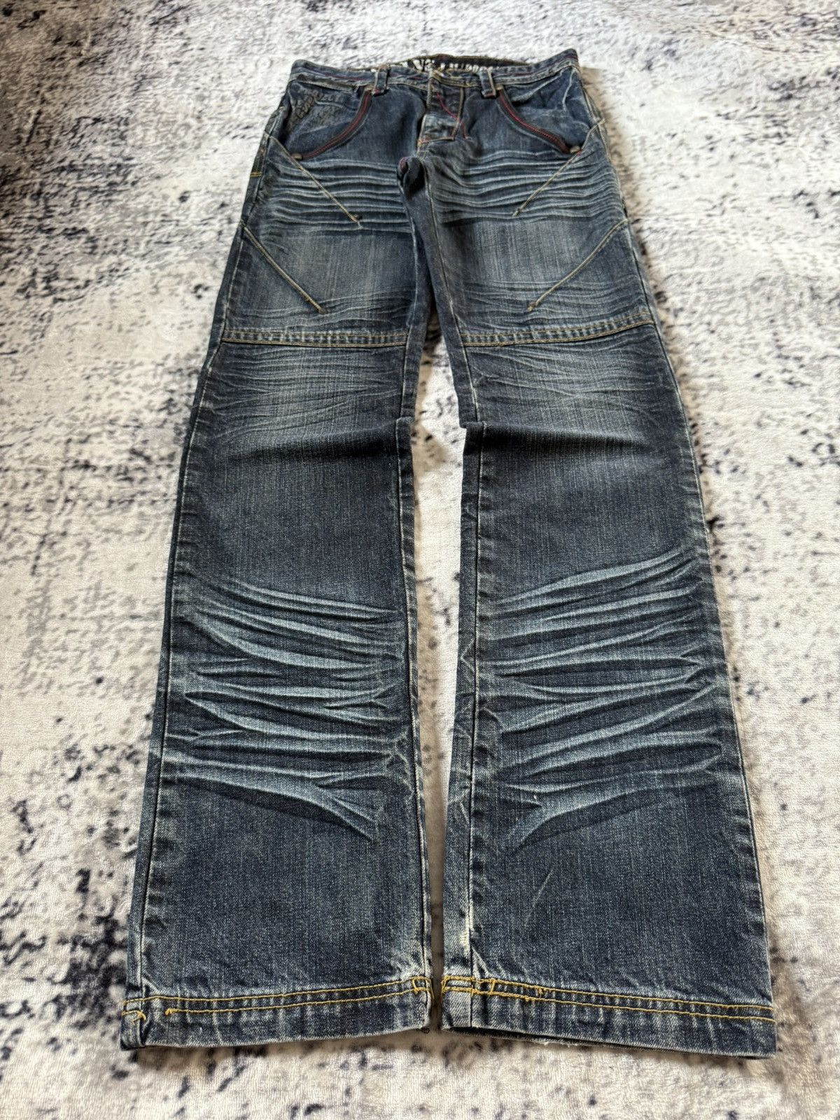 Lemans Japan Claw Mark Whiskers Shadow Wash Jeans