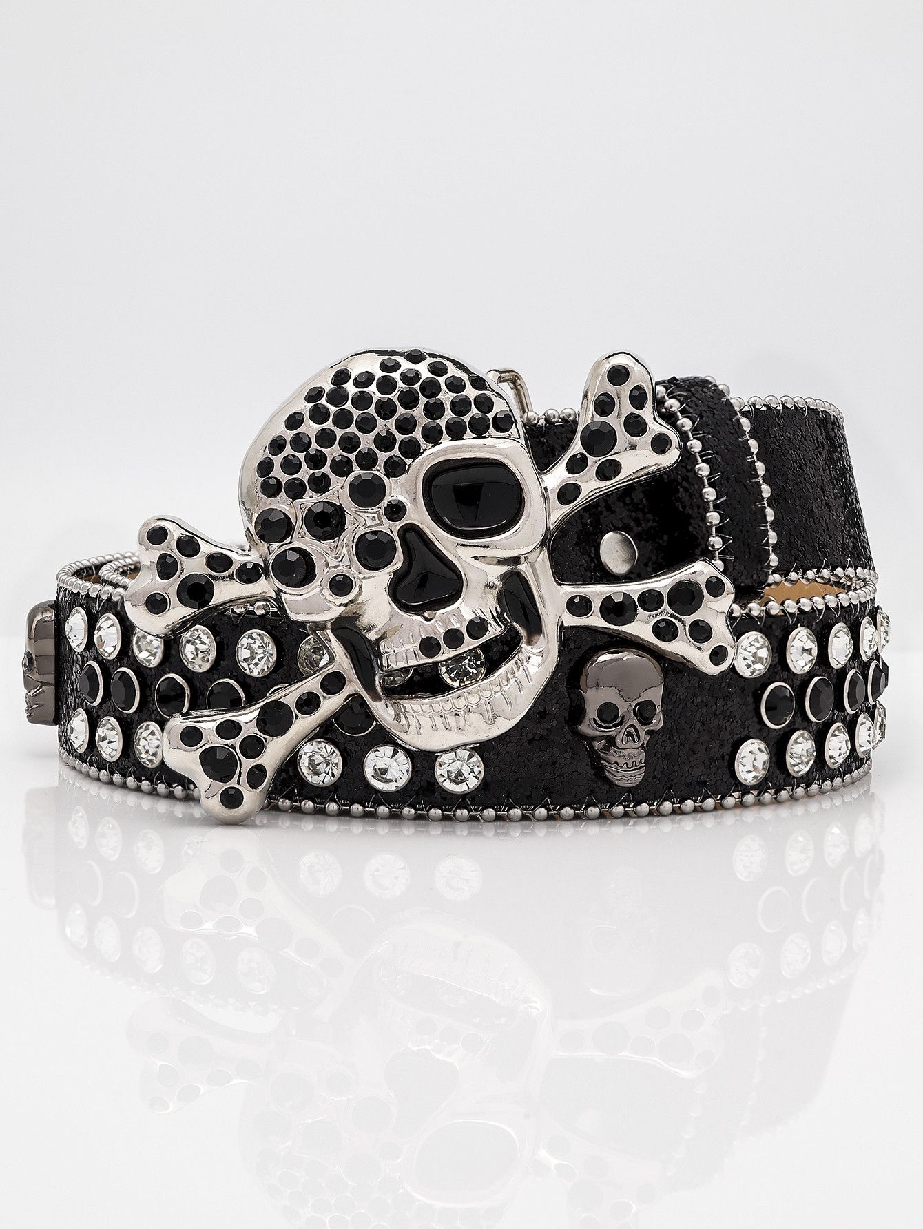 Designer × Vintage Black Shinning Skull Belt Size ONE SIZE - 1 Thumbnail
