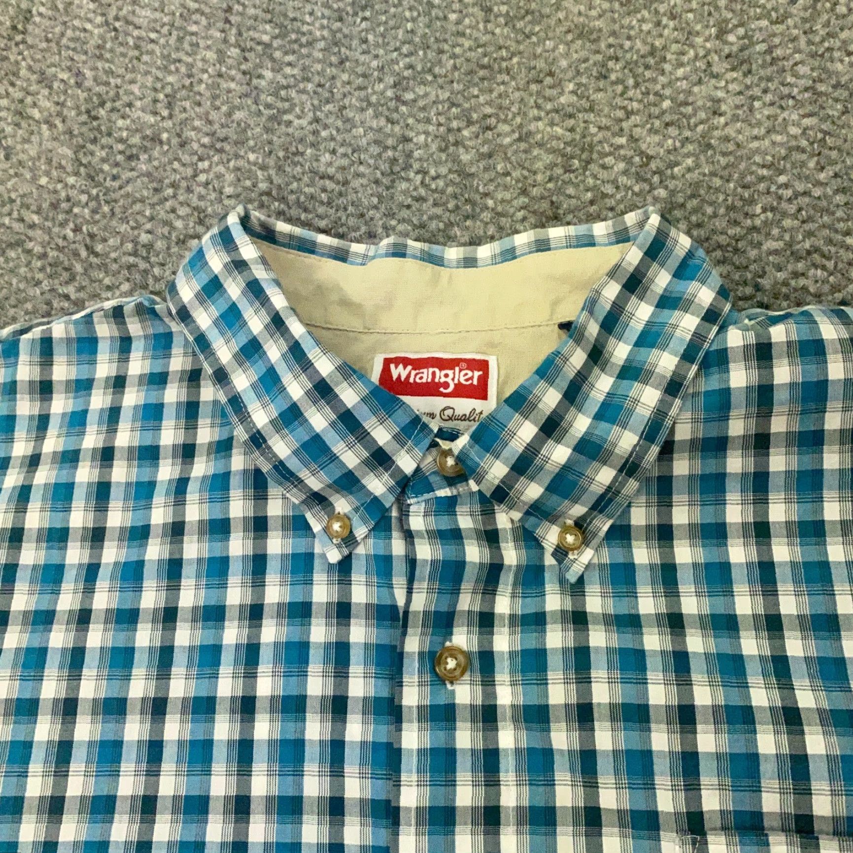 Wrangler VINTAGE Wrangler Mens Shirt 2XL Blue Plaid Button Up Short Sleeve Wrinkle Resistant Size US XXL / EU 58 / 5 - 3 Thumbnail