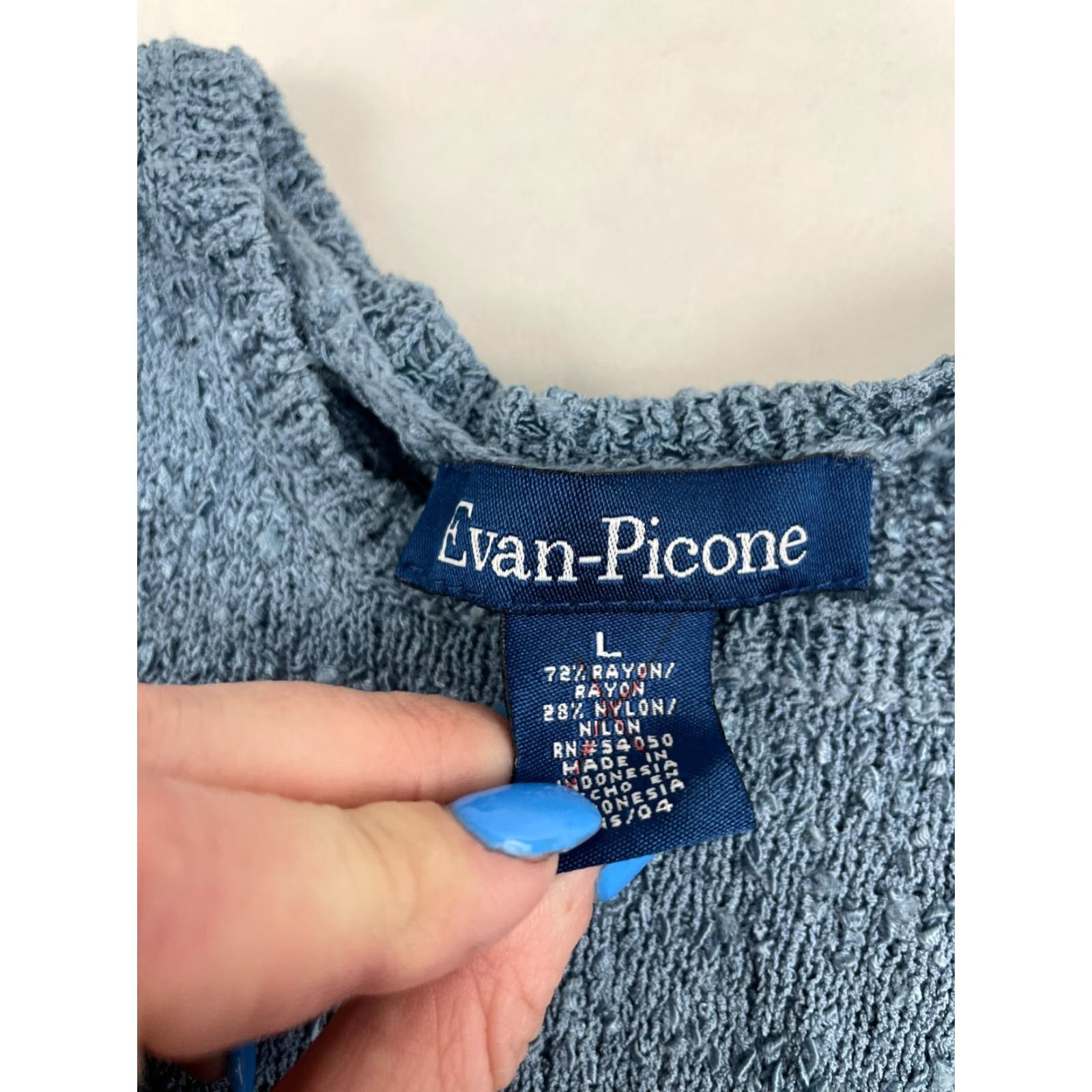 Evan Picone Evan Picone Tank Women's Size Large Blue Sleeveless Vintage Ribbed Edges Shirt / Top Size L / US 10 / IT 46 - 7 Thumbnail