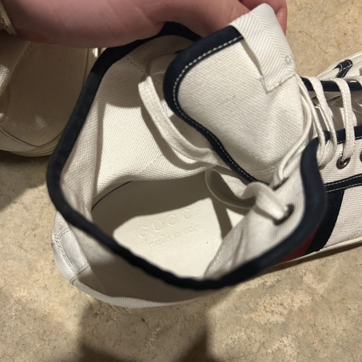 Designer × Gucci Gucci Canvas Signature Web High Top Shoes US 9 Size US 9 / EU 42 - 13 Thumbnail