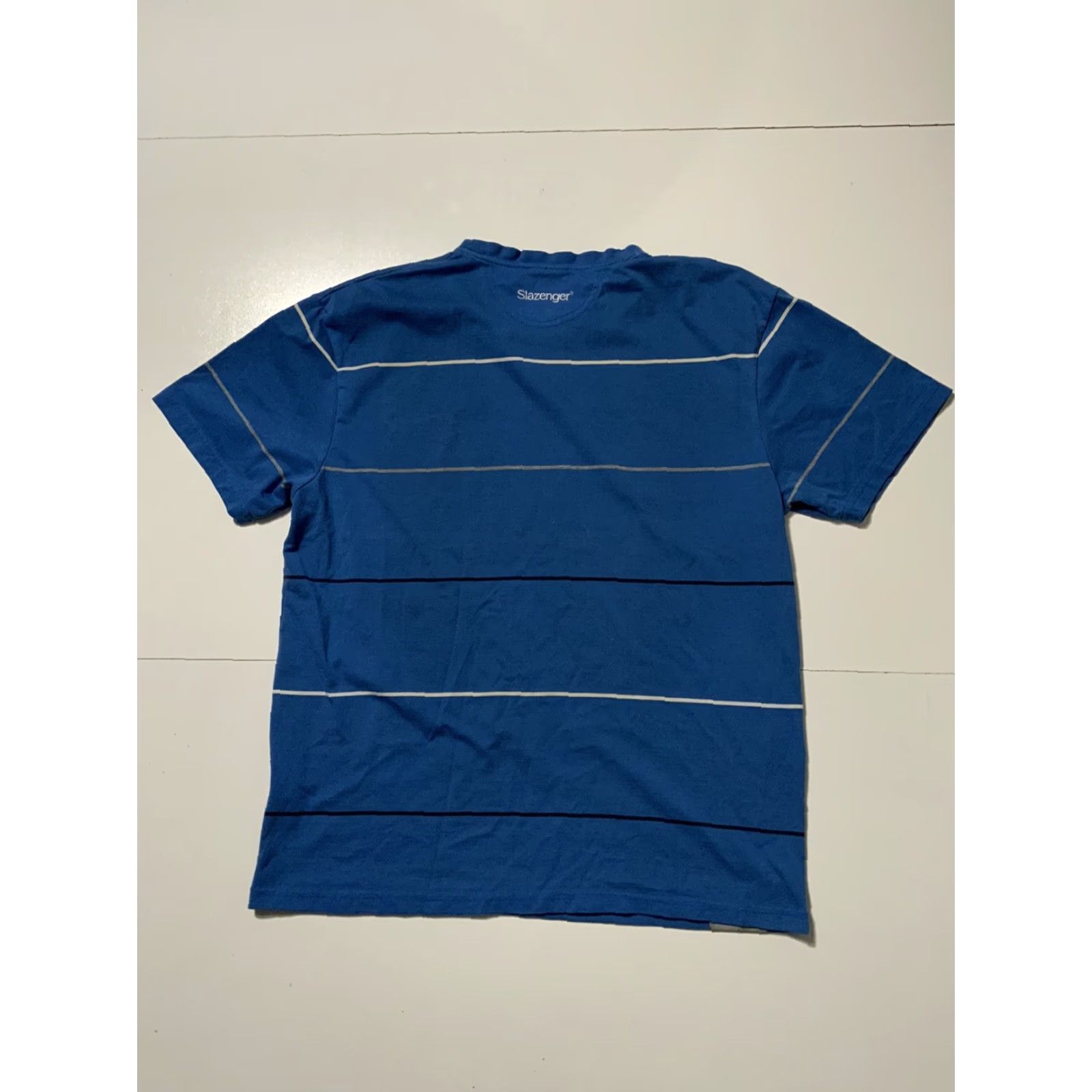 Vintage VINTAGE Slazenger Striped Blue Tennis Embroidered Logo S/S T-Shirt Sz. L Mens Blue Embroidered Logo Shirt Size US L / EU 52-54 / 3 - 2 Thumbnail