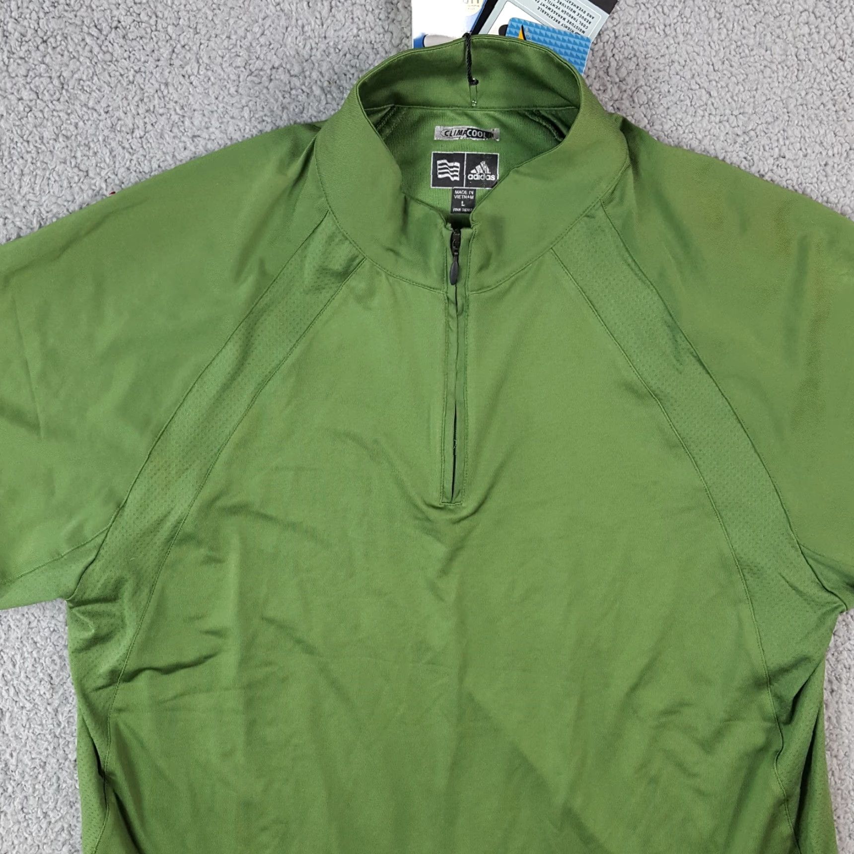 Adidas VINTAGE adidas ClimaCool Green Athletic Golf Polo Shirt Large Zip Short Sleeve Mens 90s Classic Size US L / EU 52-54 / 3 - 2 Thumbnail