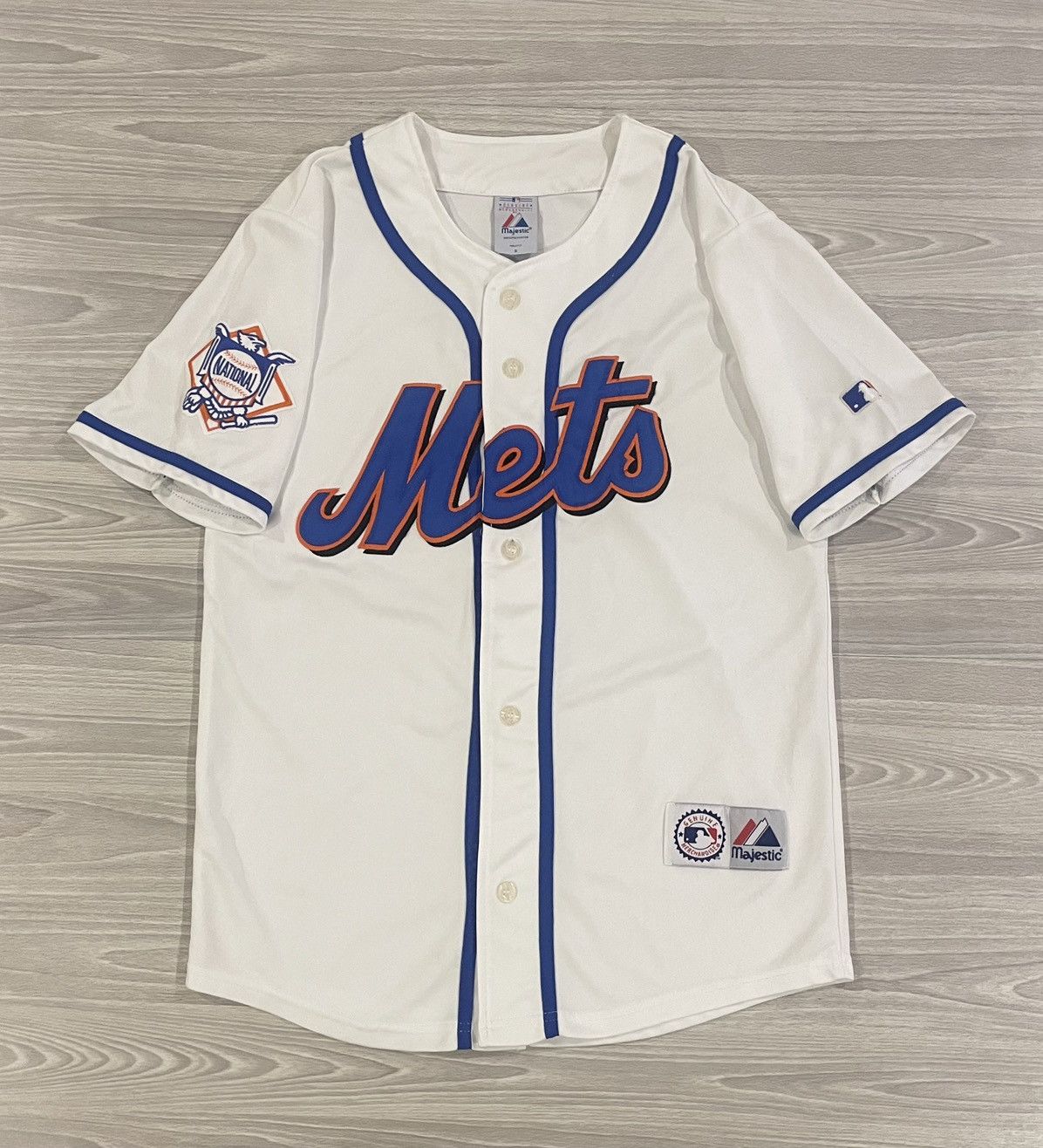 Majestic New York Mets White Baseball Jersey Mens Size Small