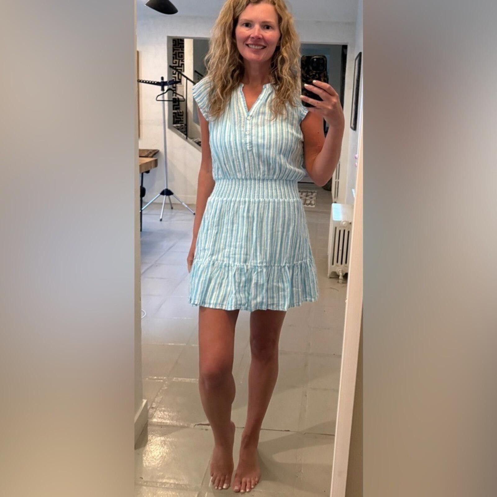 Rails Rails Augustine Laguna Blue Stripe Smocked Mini Dress XS Size XS / US 0-2 / IT 36-38 - 1 Thumbnail