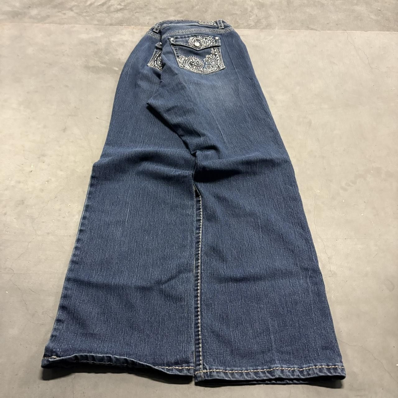 Vintage Crazy Vintage Y2K/2000s WideLeg Embroidered Pocket Grunge Skater Style Dark Wash Denim Jeans! Size US 36 / EU 52 - 6 Thumbnail