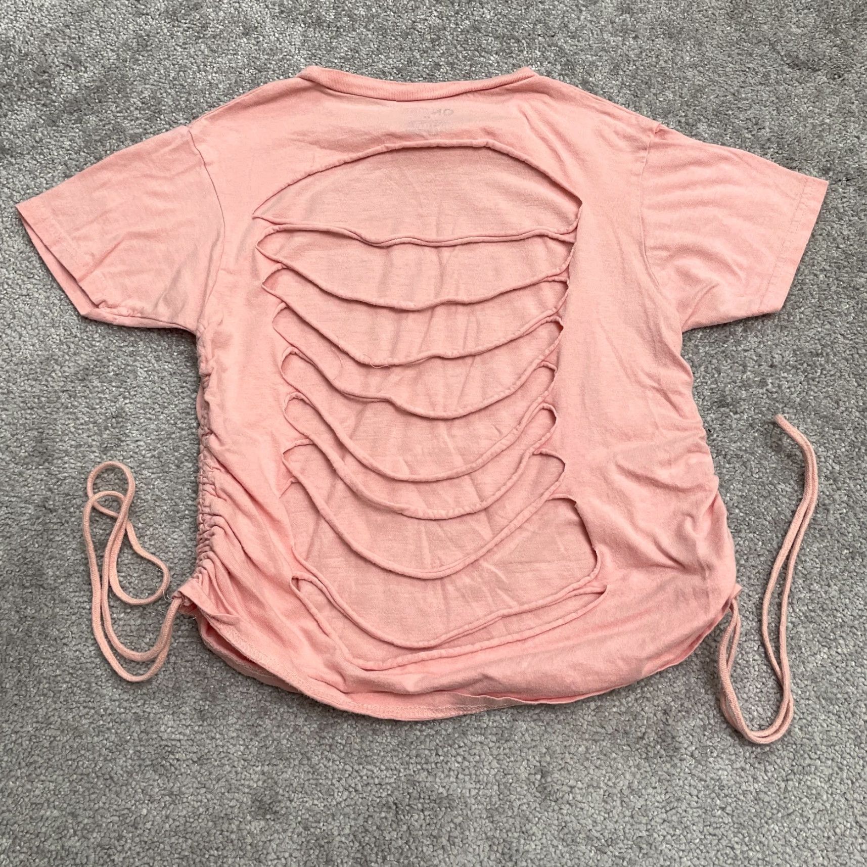Pinko Onfire Ruched Backless Top Juniors Medium Pink Cotton Crew Neck Short Sleeve Size M / US 6-8 / IT 42-44 - 2 Thumbnail
