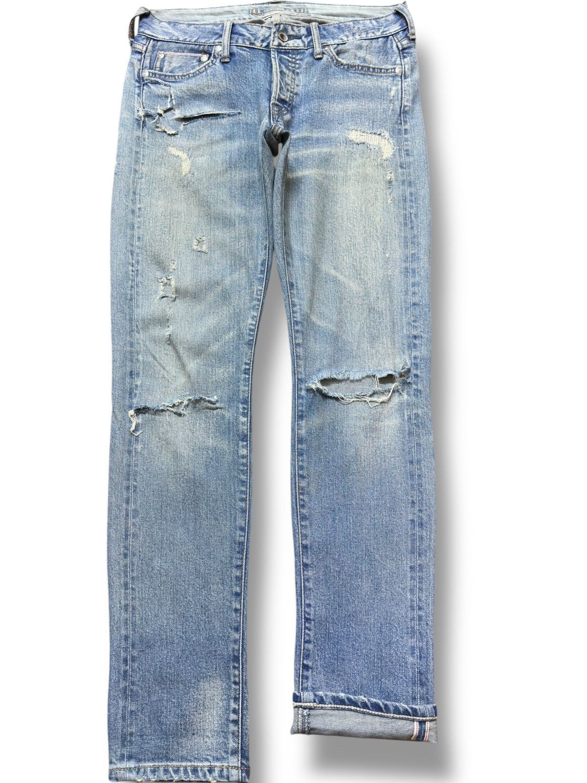 GOA Vintage GOA NIMES Selvedge Skinny Ripped Distressed Denim Size US 29 - 1 Thumbnail