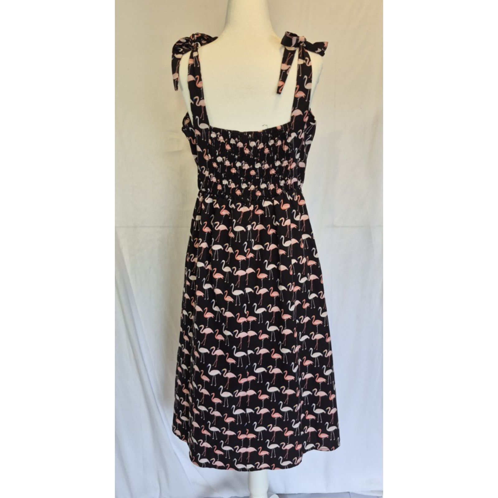 Other New Yumi Black Smocked Pink Flamingo Print Flare Dress US 8 Size M / US 6-8 / IT 42-44 - 5 Thumbnail
