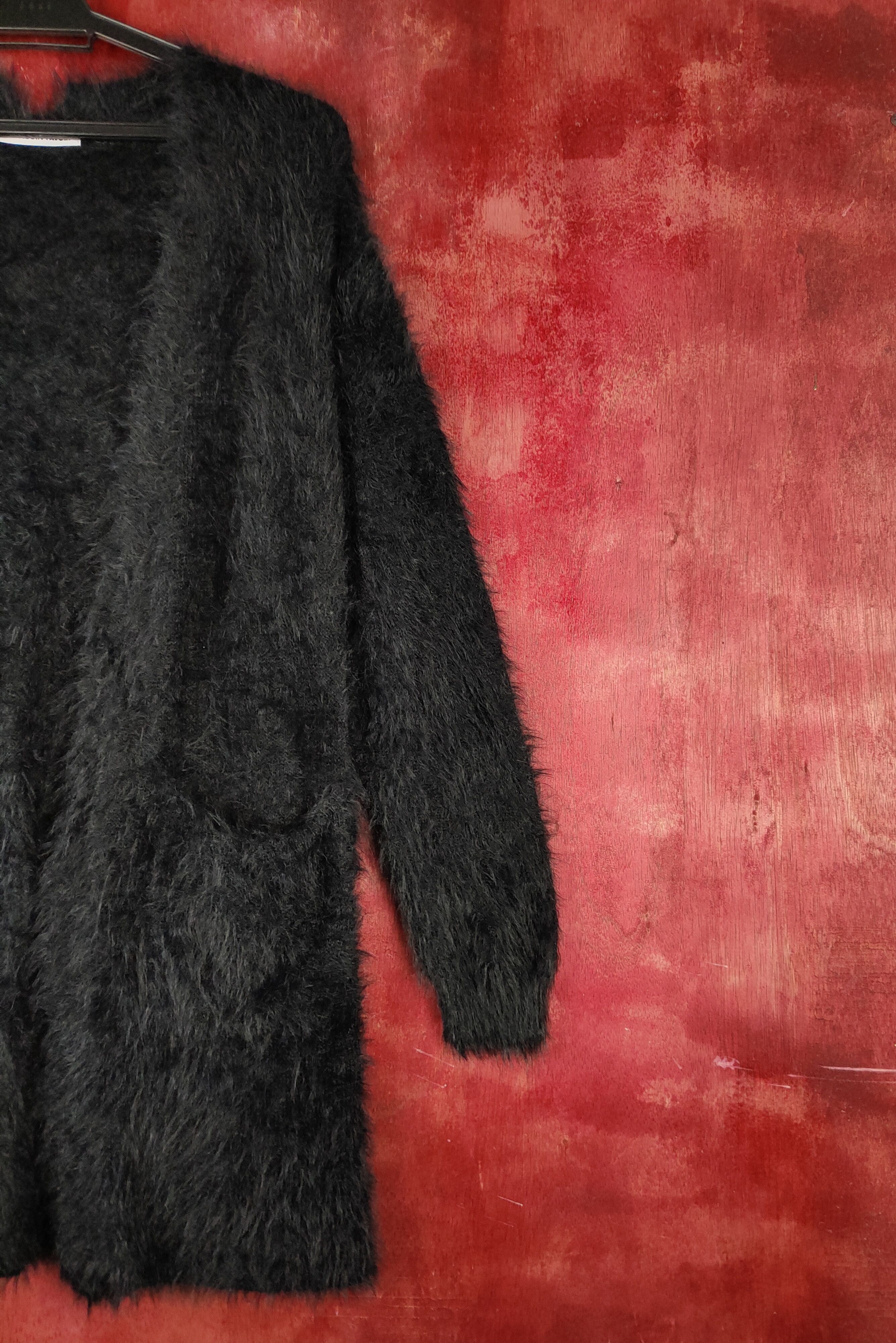 Vintage Ray Cassin Favori Black Fur Mohair Knitwear Cardigan Size M / US 6-8 / IT 42-44 - 4 Thumbnail