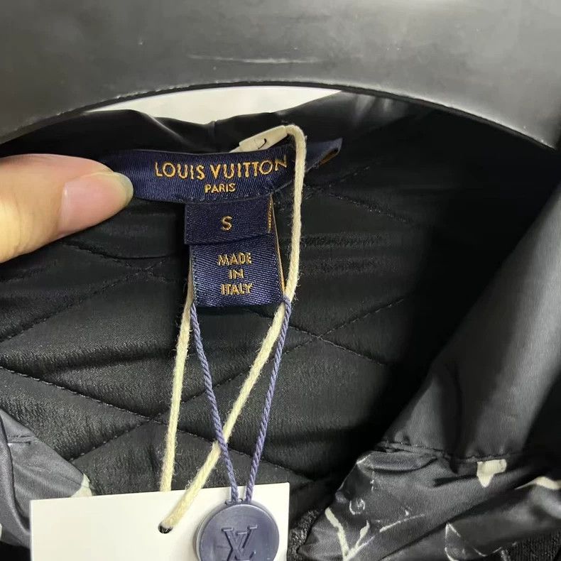 Louis Vuitton Black quilted detail zip hooded jacket