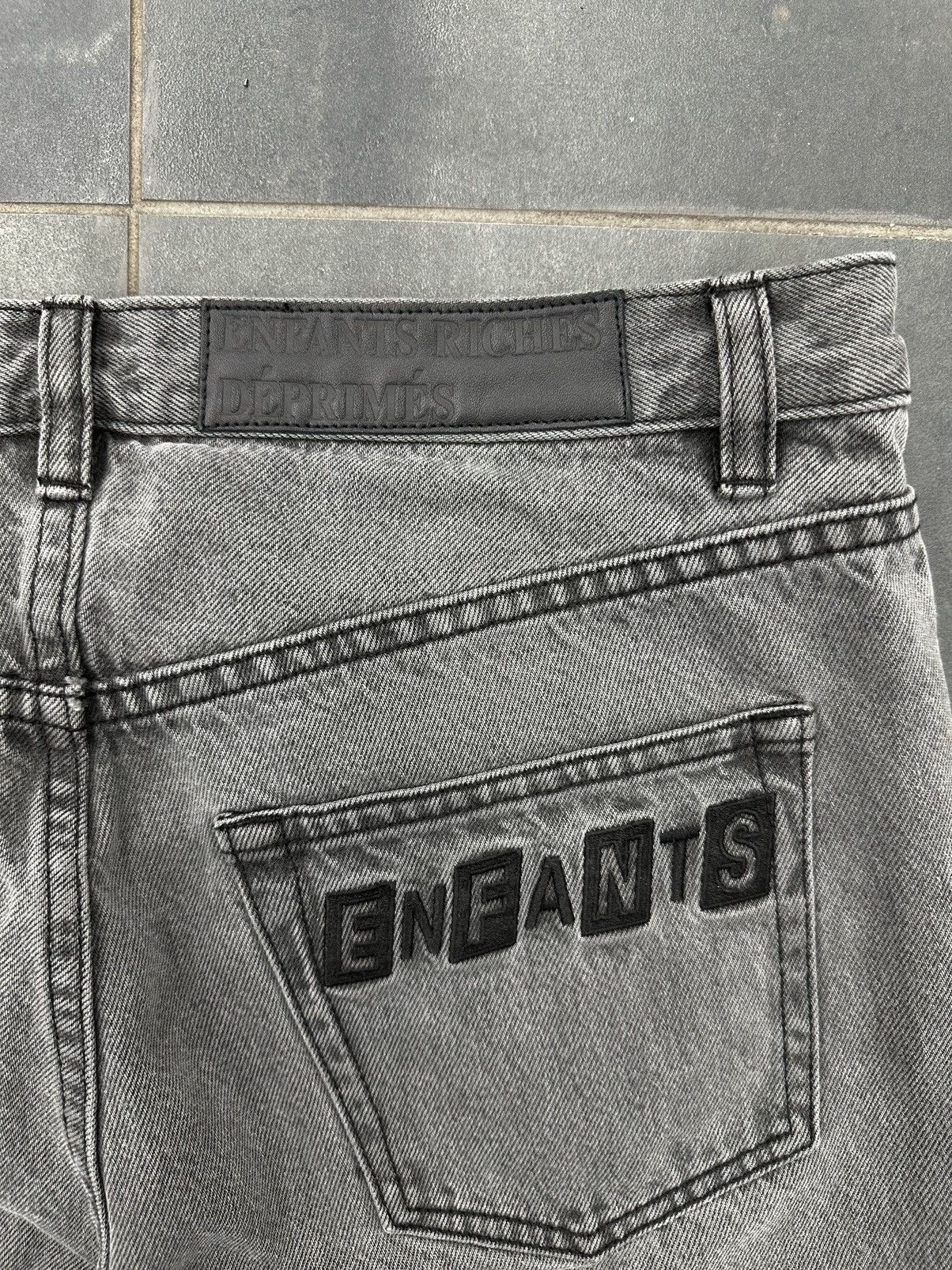 image of Enfants Riches Deprimes Enfant Riches Deprimes Logo Embroidered Denim in Grey, Men's (Size 36)