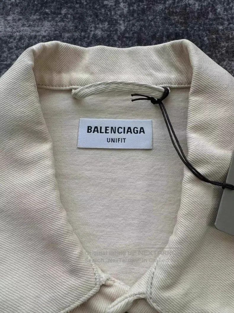 Balenciaga Balenciaga Beige Destroyed Denim Jacket Size US M / EU 48-50 / 2 - 3 Thumbnail
