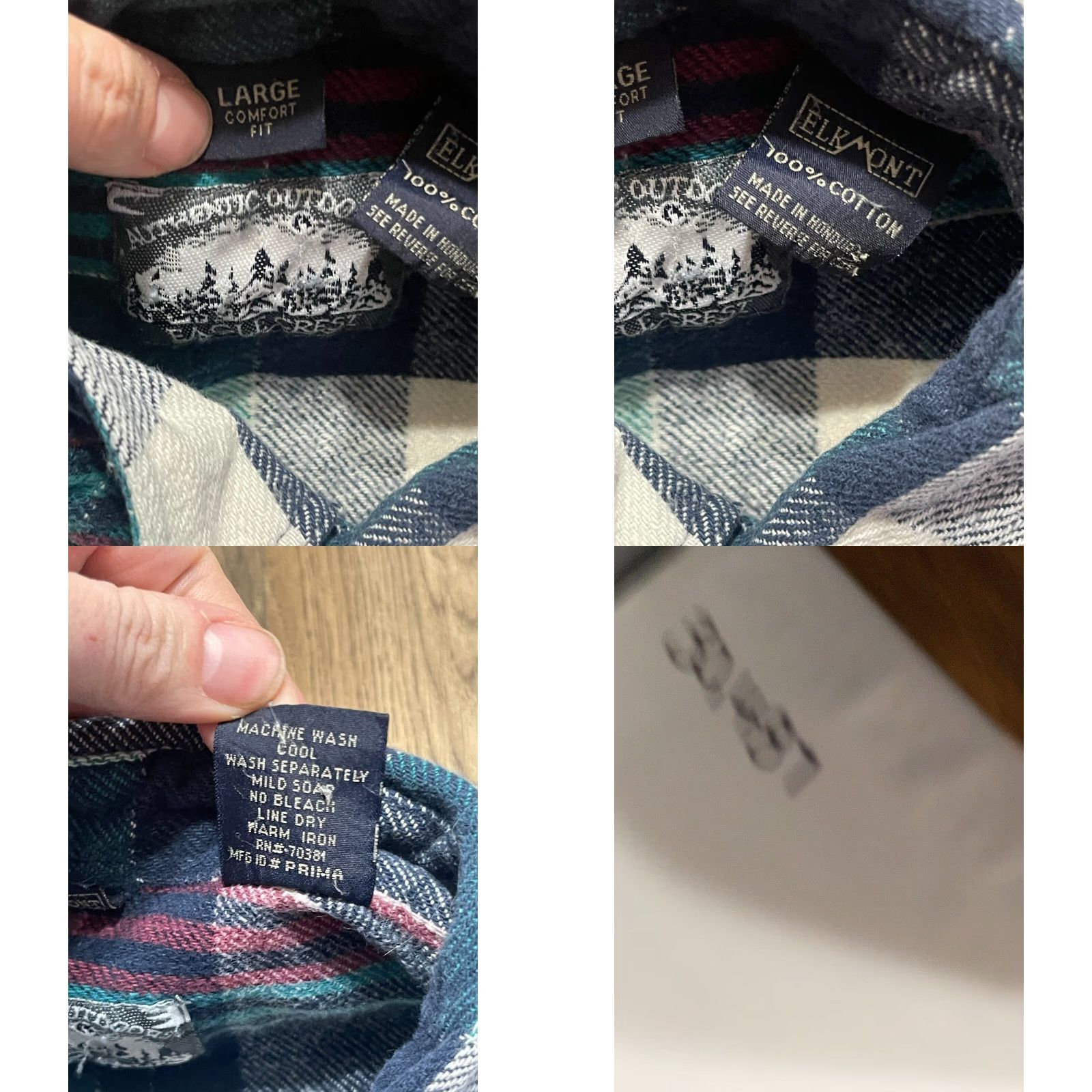 Vintage Elk Shirt Mens Size Large Blue Green Purple Plaid Button-Up Comfort Fit Shirt Size US L / EU 52-54 / 3 - 8 Thumbnail