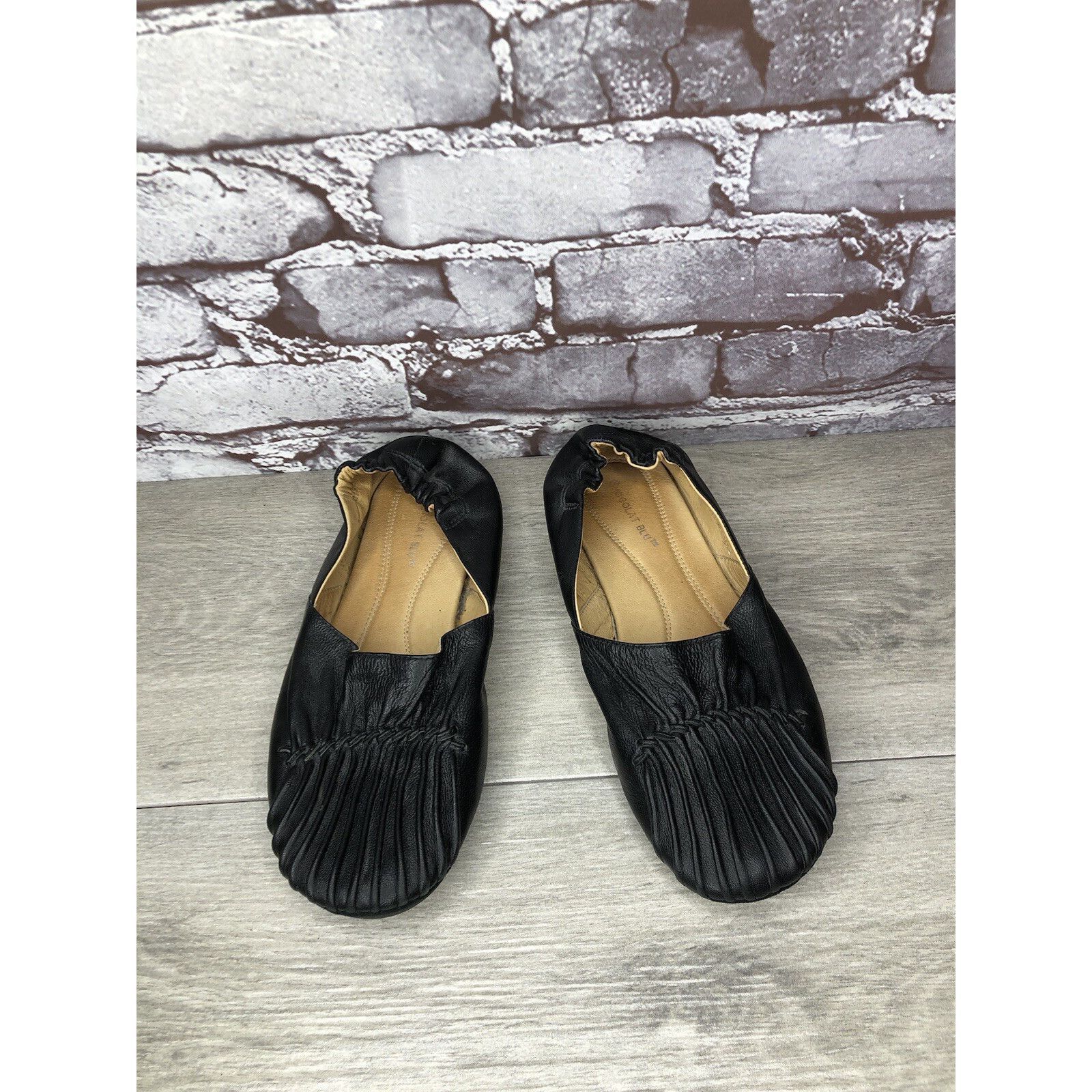Chocolate Chocolate Blu CAM2 Black Pleated Leather Ballet Flats Shoes Size US 8 / IT 38 - 12 Thumbnail