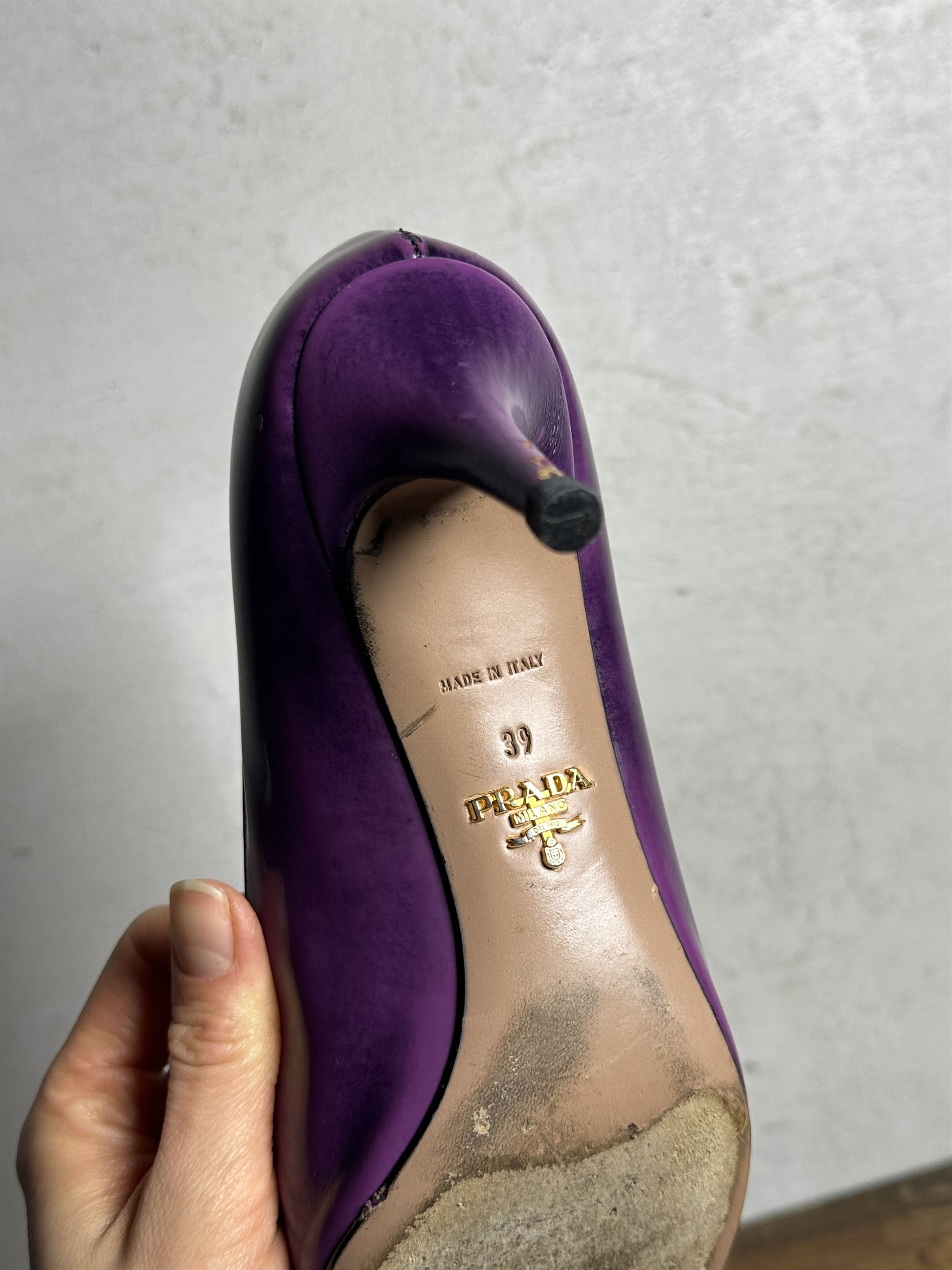 Prada Prada Kitten Heel Eggplant Patent Leather Shoes Size US 9 / IT 39 - 17 Thumbnail