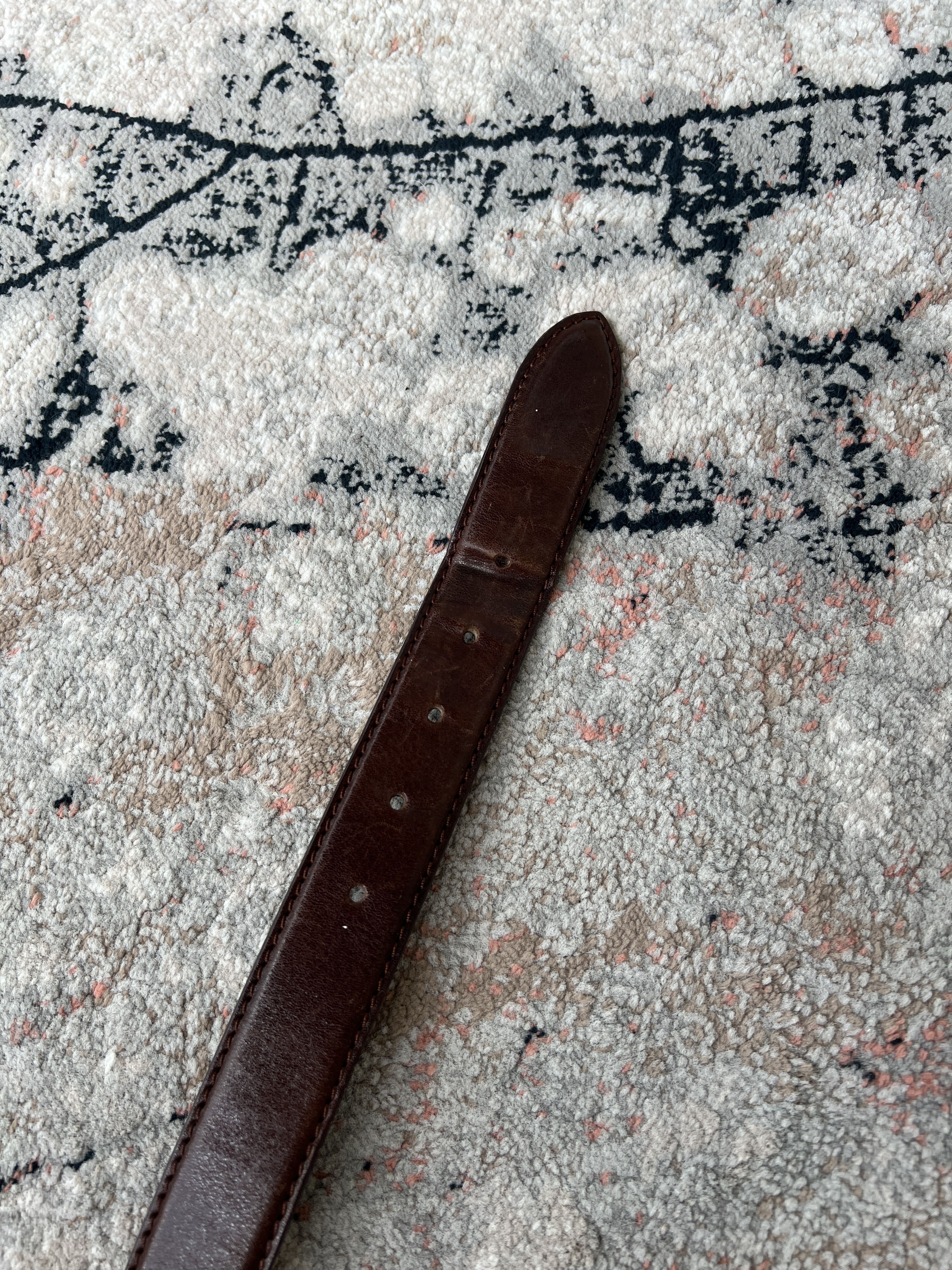 Vintage Solid Brass Vintage Leather Belt Size ONE SIZE - 6 Thumbnail