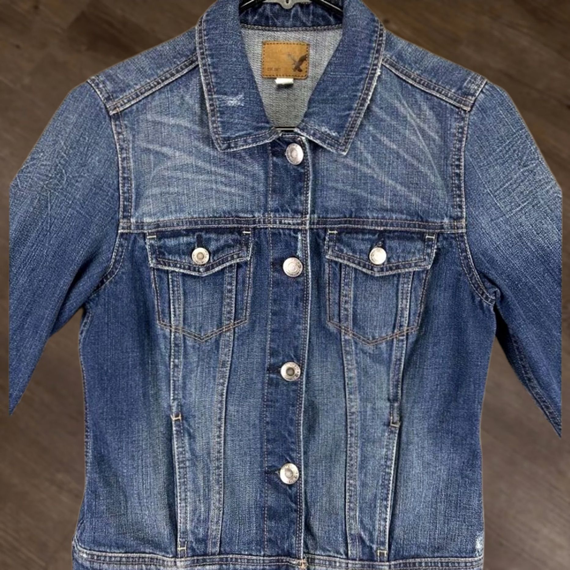 American Eagle Outfitters American Eagle Jacket Womens Petite Small Blue Denim Jean Coat Cotton Outdoor Size 28" / US 6 / IT 42 - 1 Thumbnail