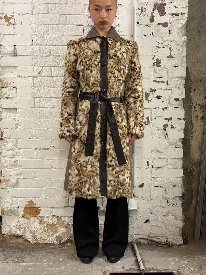 Dolce & Gabbana AW2005 Dolce & Gabbana Beige Mixed Media Leopard Fur Coat Size S / US 4 / IT 40 - 2 Thumbnail