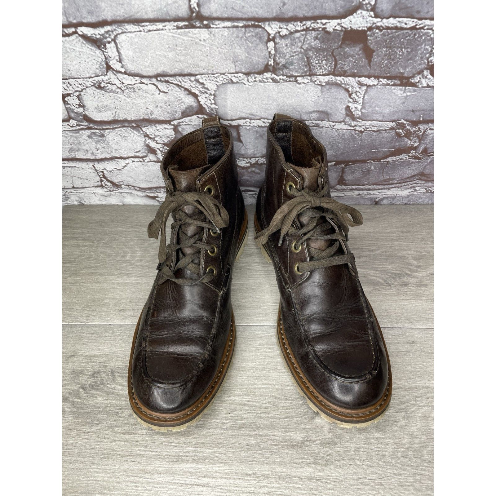 John Varvatos John Varvatos Eric Brown Leather Lace Moc Toe Work Chukka Bo Size US 9 / EU 42 - 12 Thumbnail